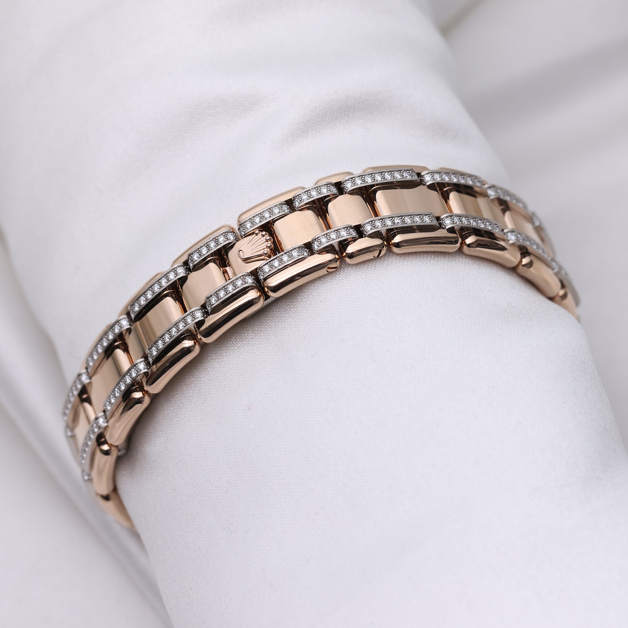 Rolex Lady DateJust Pearlmaster 18K Rose & White Gold MOP Diamond Second Hand Watch Collectors 8