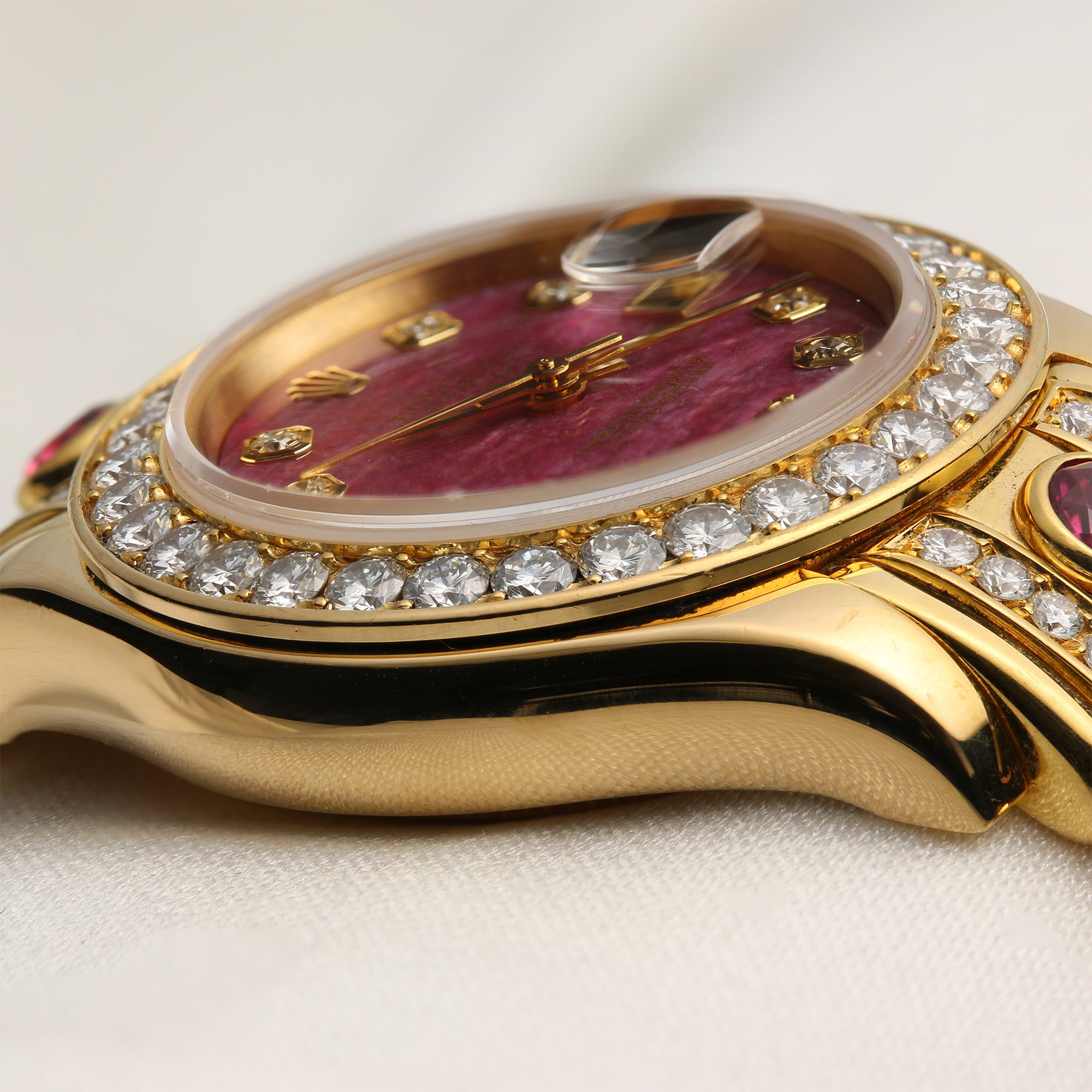 Rolex Lady DateJust Pearlmaster 18K Yellow Gold Rubellite Diamond Dial and Bezel, Ruby & Diamond Bracelet Second Hand Watch Collectors 6