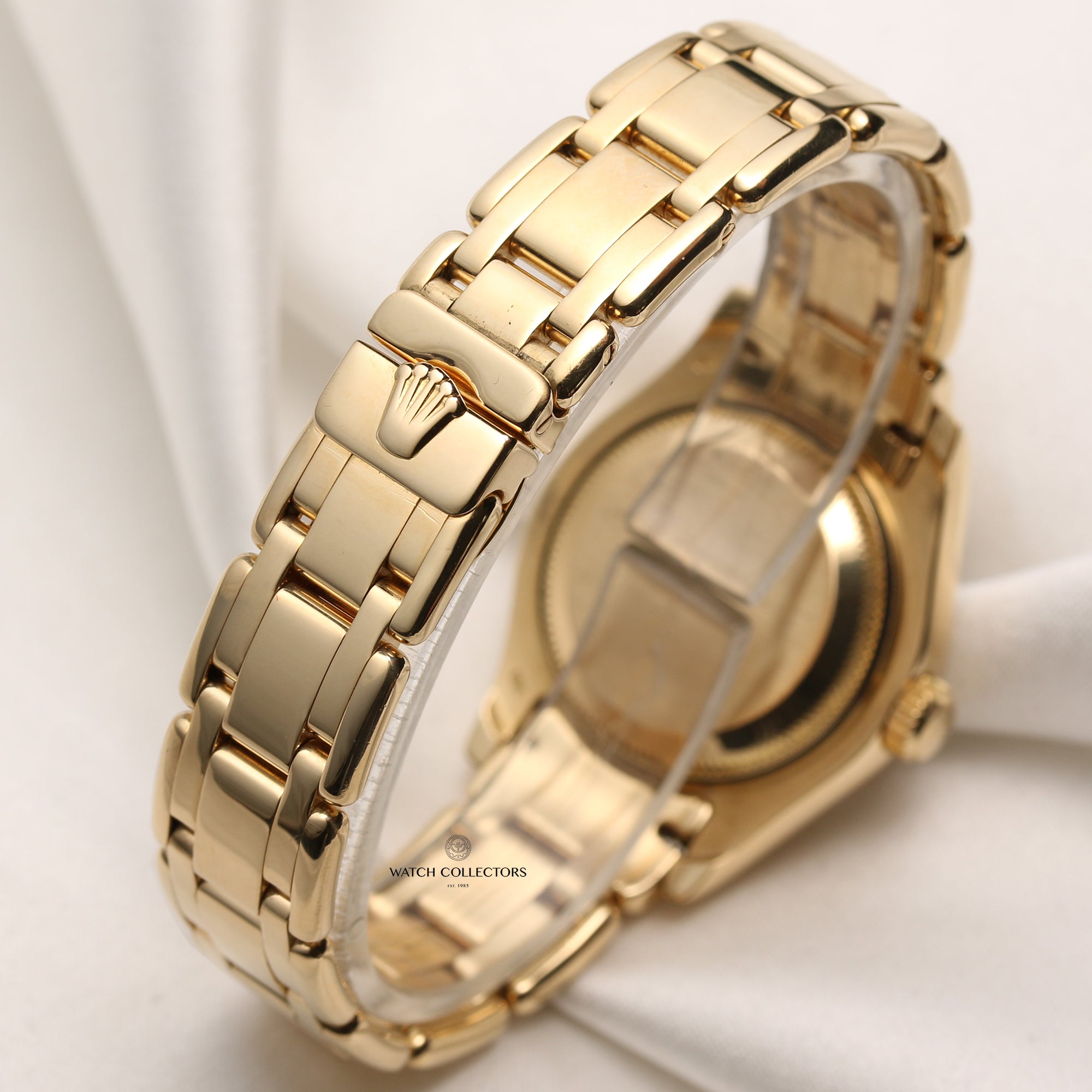 Rolex Lady DateJust Pearlmaster 69298 18K Yellow Gold Diamond Bezel Champagne Dial Second Hand Watch Collectors 6