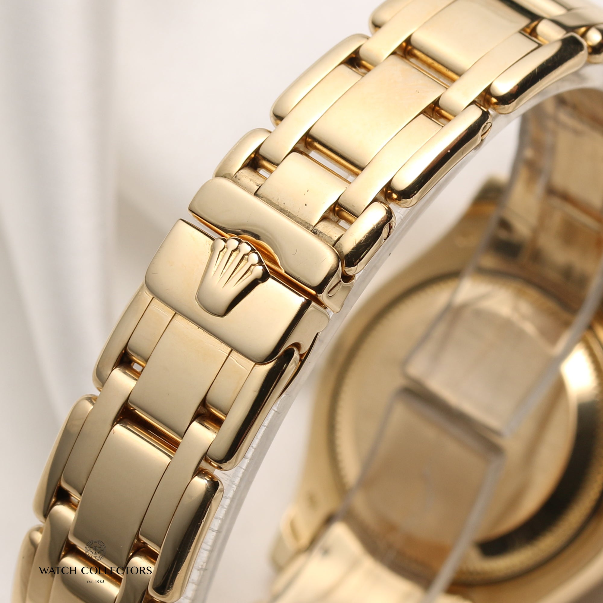 Rolex Lady DateJust Pearlmaster 69298 18K Yellow Gold Diamond Bezel Champagne Dial Second Hand Watch Collectors 8