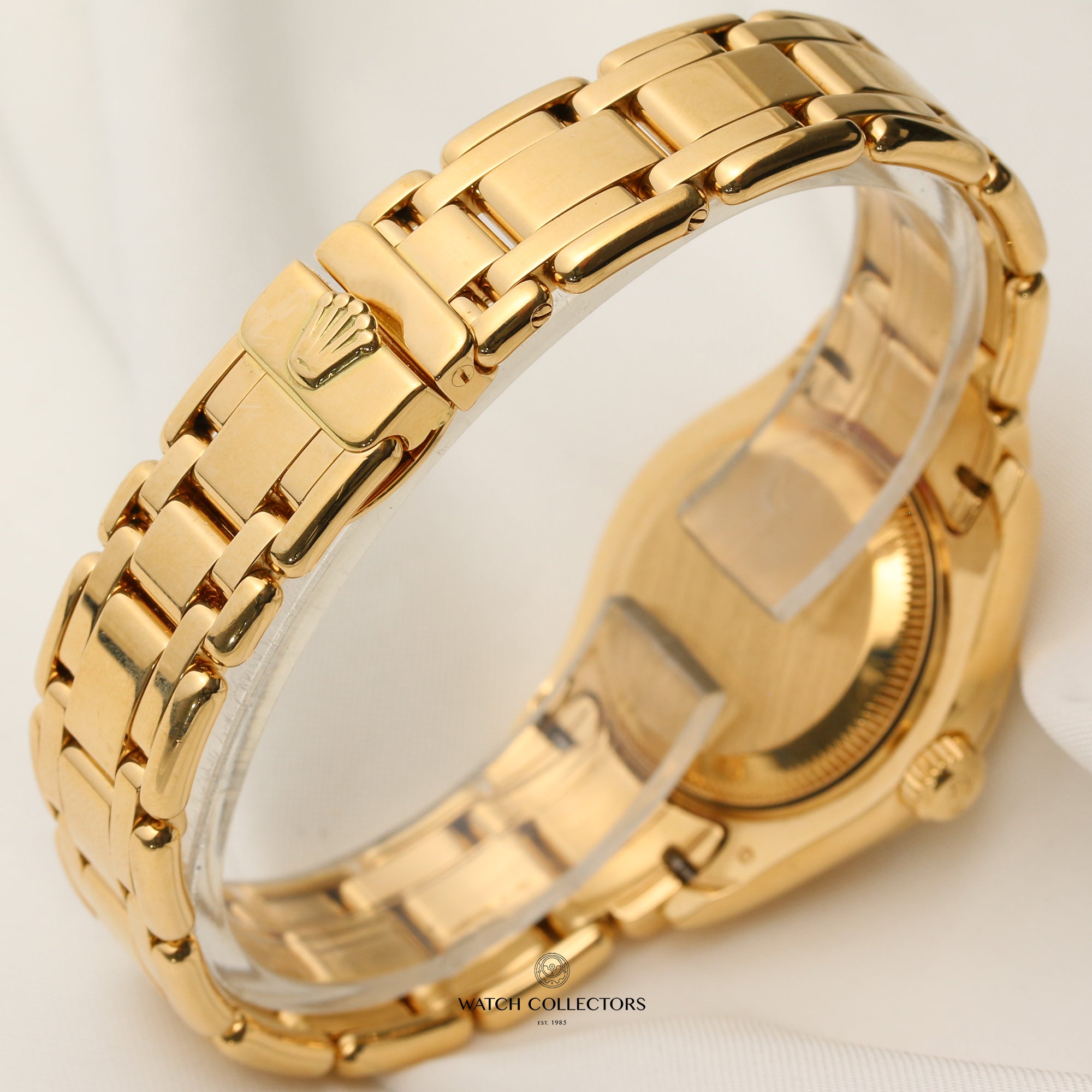 Rolex Lady DateJust Pearlmaster 69318 Champagne Diamond Dial 12 Point Diamond Bezel 18K Yellow Gold Second Hand Watch Collectors 5