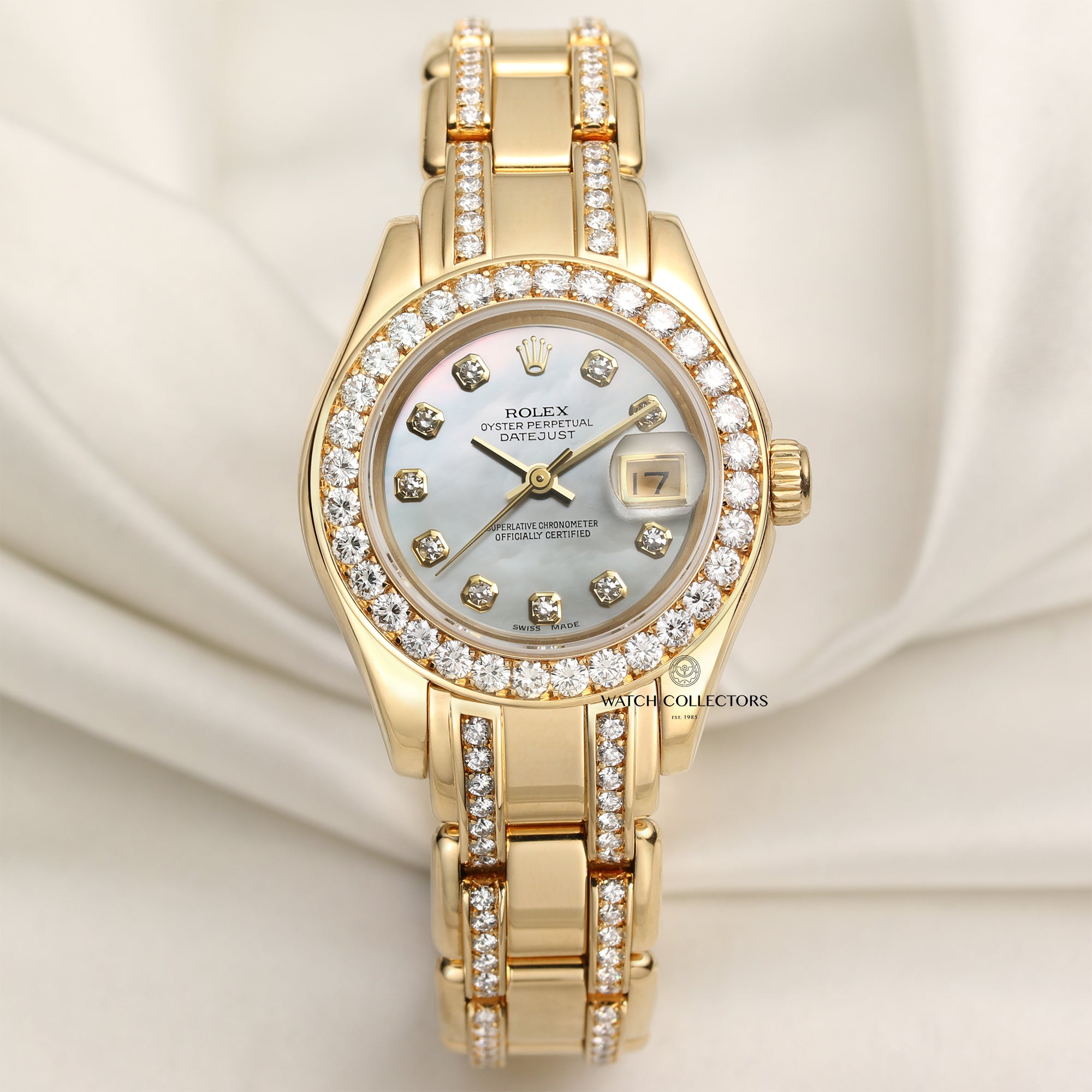 Rolex Lady DateJust Pearlmaster 80298 18K Yellow Gold MOP Diamond Second Hand Watch Collectors 1