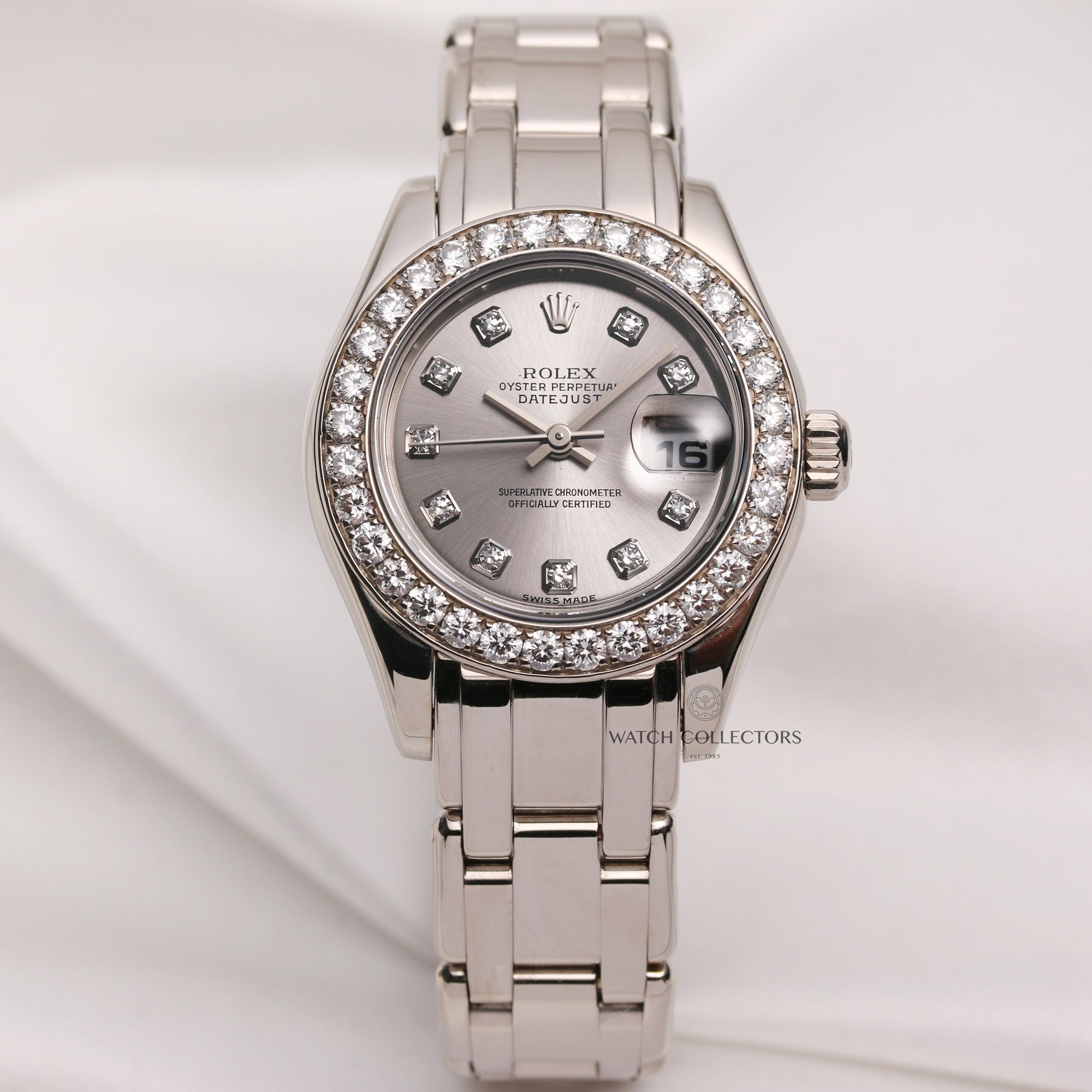 Rolex-Lady-DateJust-Pearlmaster-80299-18K-Silver-Diamond-Dial-Bezel-Second-Hand-Watch-Collectors-1