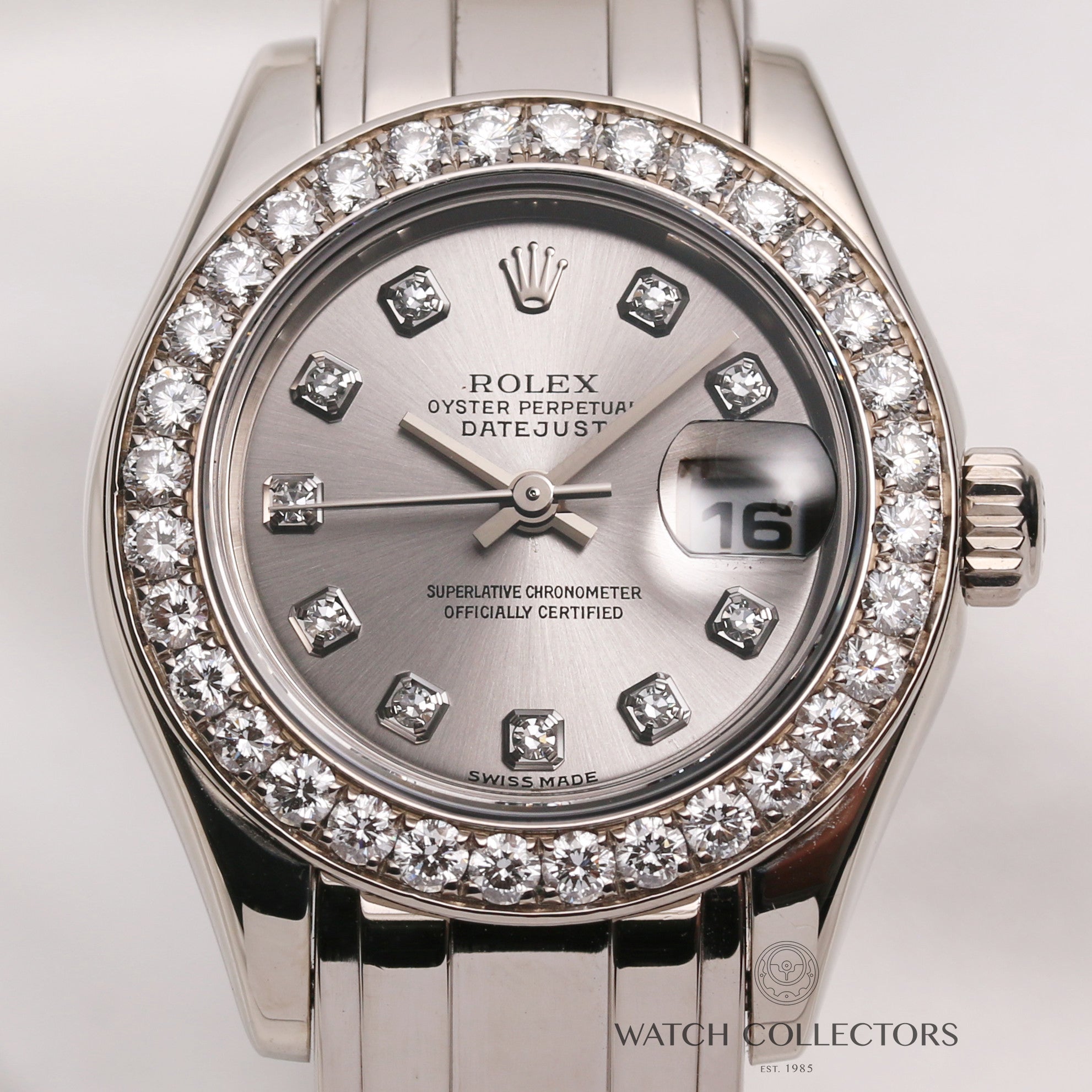 Rolex-Lady-DateJust-Pearlmaster-80299-18K-Silver-Diamond-Dial-Bezel-Second-Hand-Watch-Collectors-2