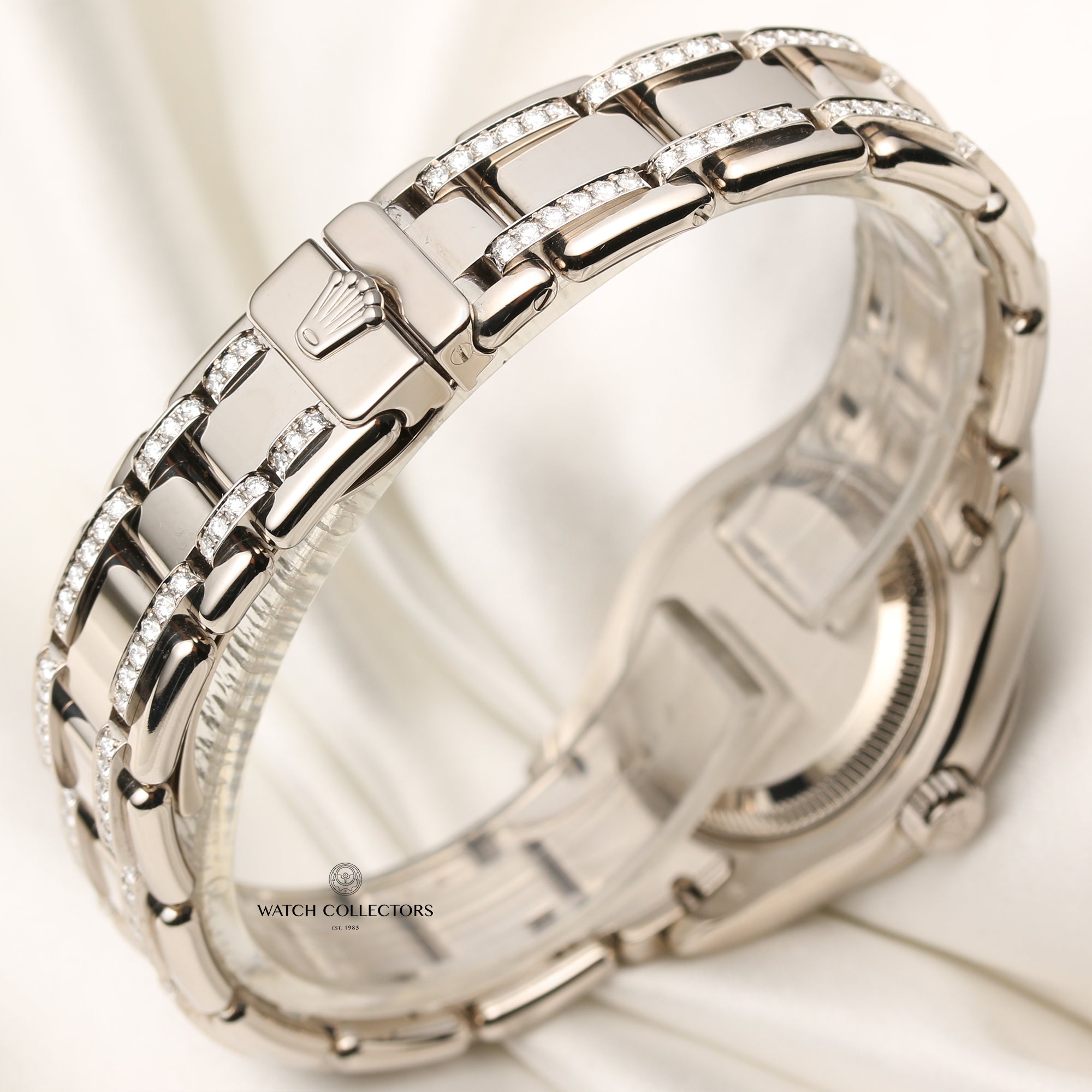 Rolex Lady DateJust Pearlmaster 80299 18K White Gold XL Diamond Pave Second Hand Watch Collectors 8