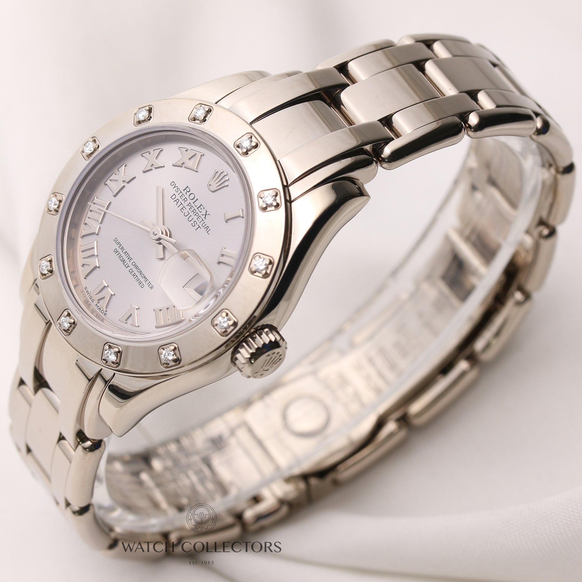 Rolex-Lady-DateJust-Pearlmaster-80299-Diamond-Bezel-18K-White-Gold-Second-Hand-Watch-Collectors-3