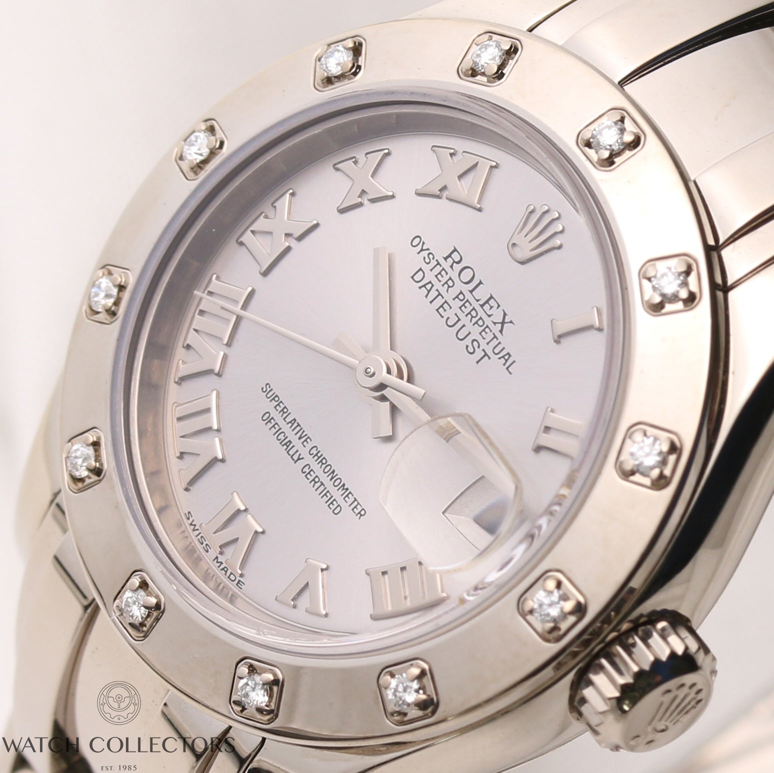 Rolex-Lady-DateJust-Pearlmaster-80299-Diamond-Bezel-18K-White-Gold-Second-Hand-Watch-Collectors-4