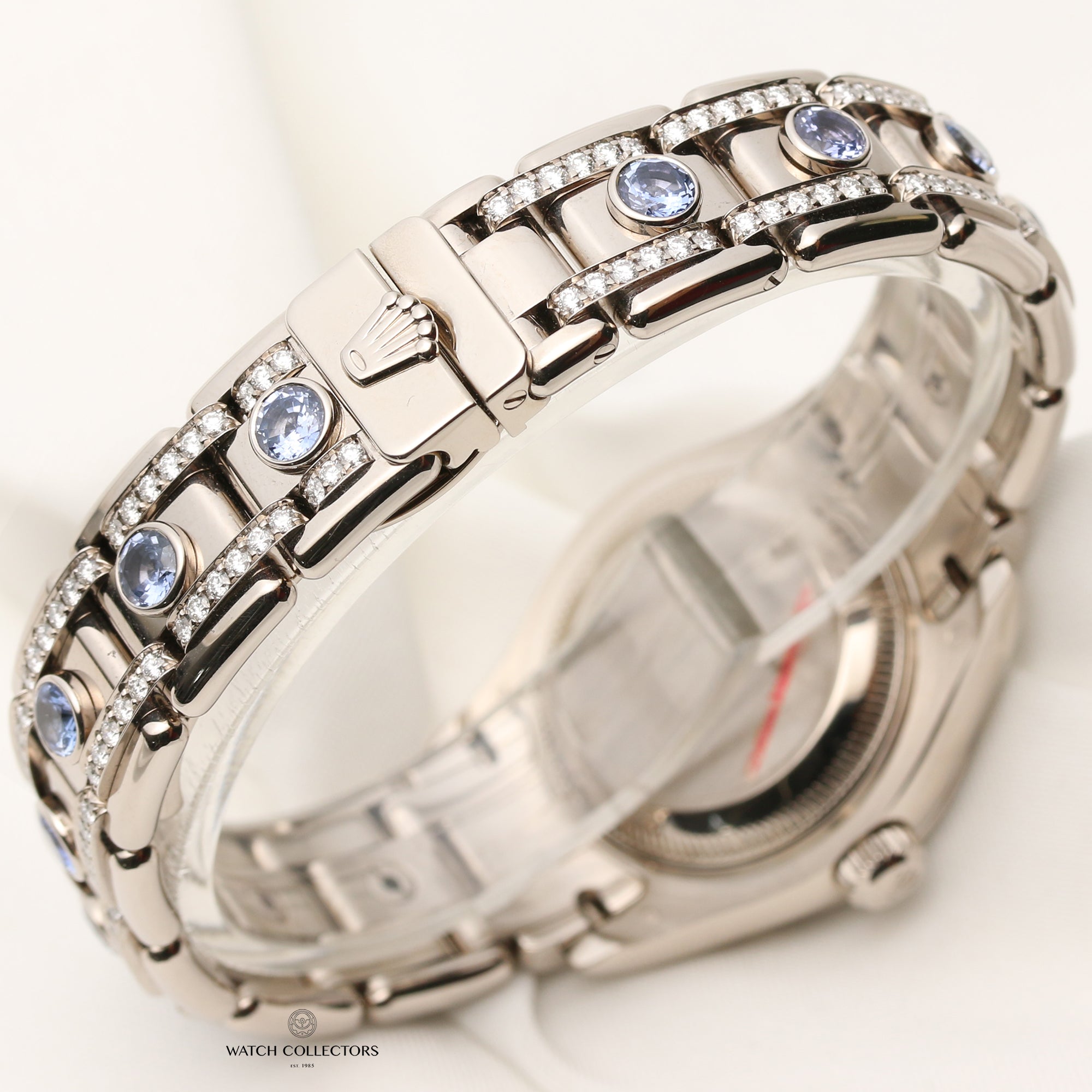 Rolex Lady DateJust Pearlmaster 80309 18K White Gold MOP Diamond Dial Sapphire Bezel & Diamond Bracelet Second Hand Watch Collectors 7
