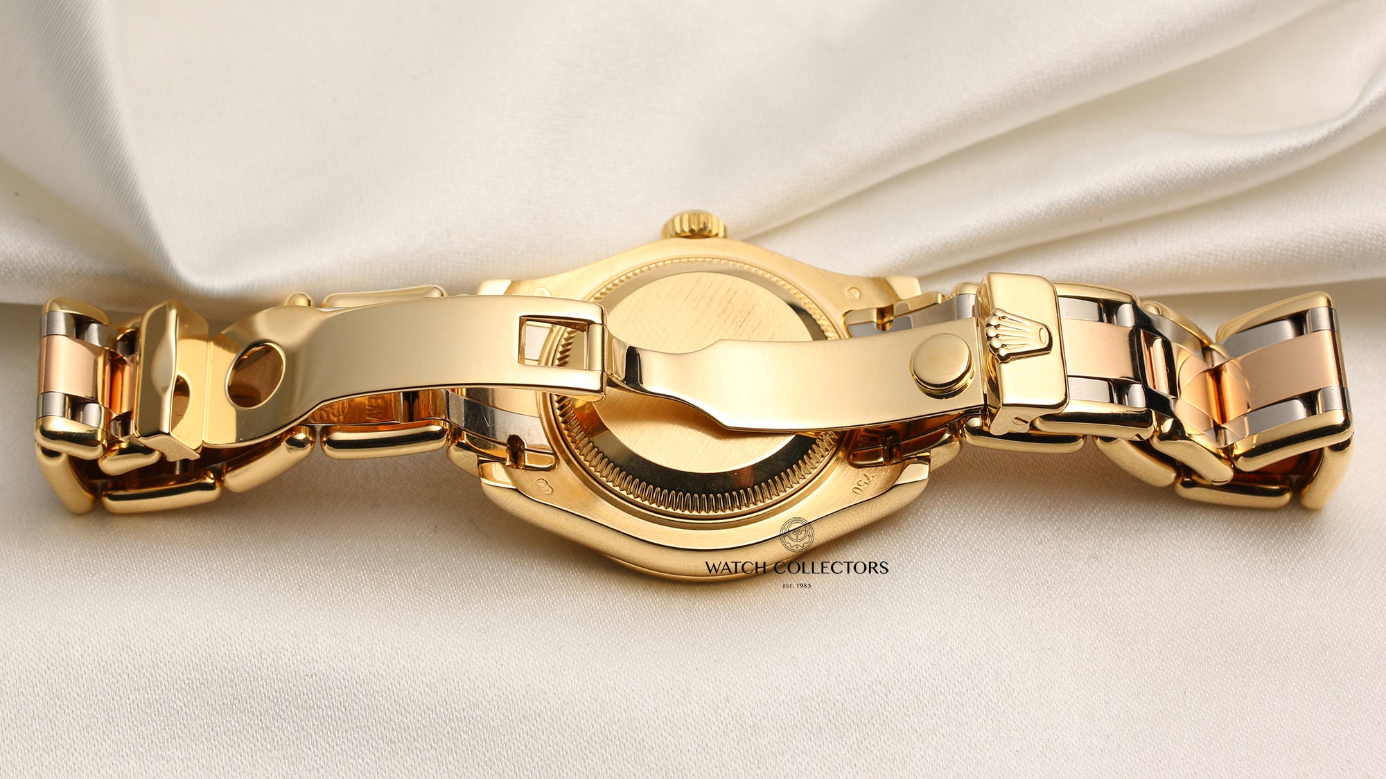 Rolex Lady DateJust Pearlmaster 80318 12 Point Diamond Bezel Tridor 18K Gold Second Hand Watch Collectors 6