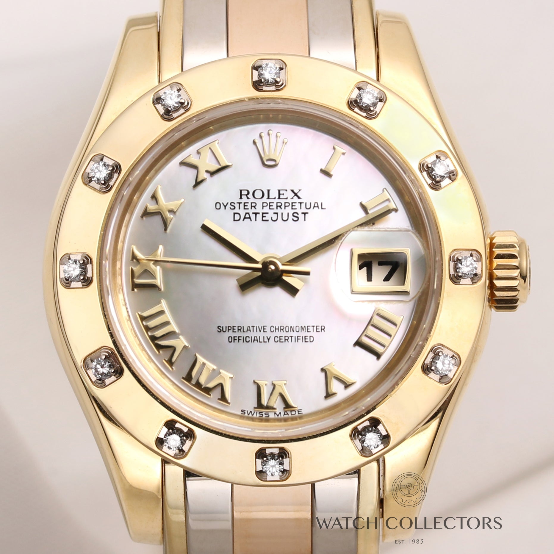 Rolex-Lady-DateJust-Pearlmaster-80318-18K-Tridor-12-Point-Diamond-Bezel-MOP-Dial-Second-Hand-Watch-Collectors-2