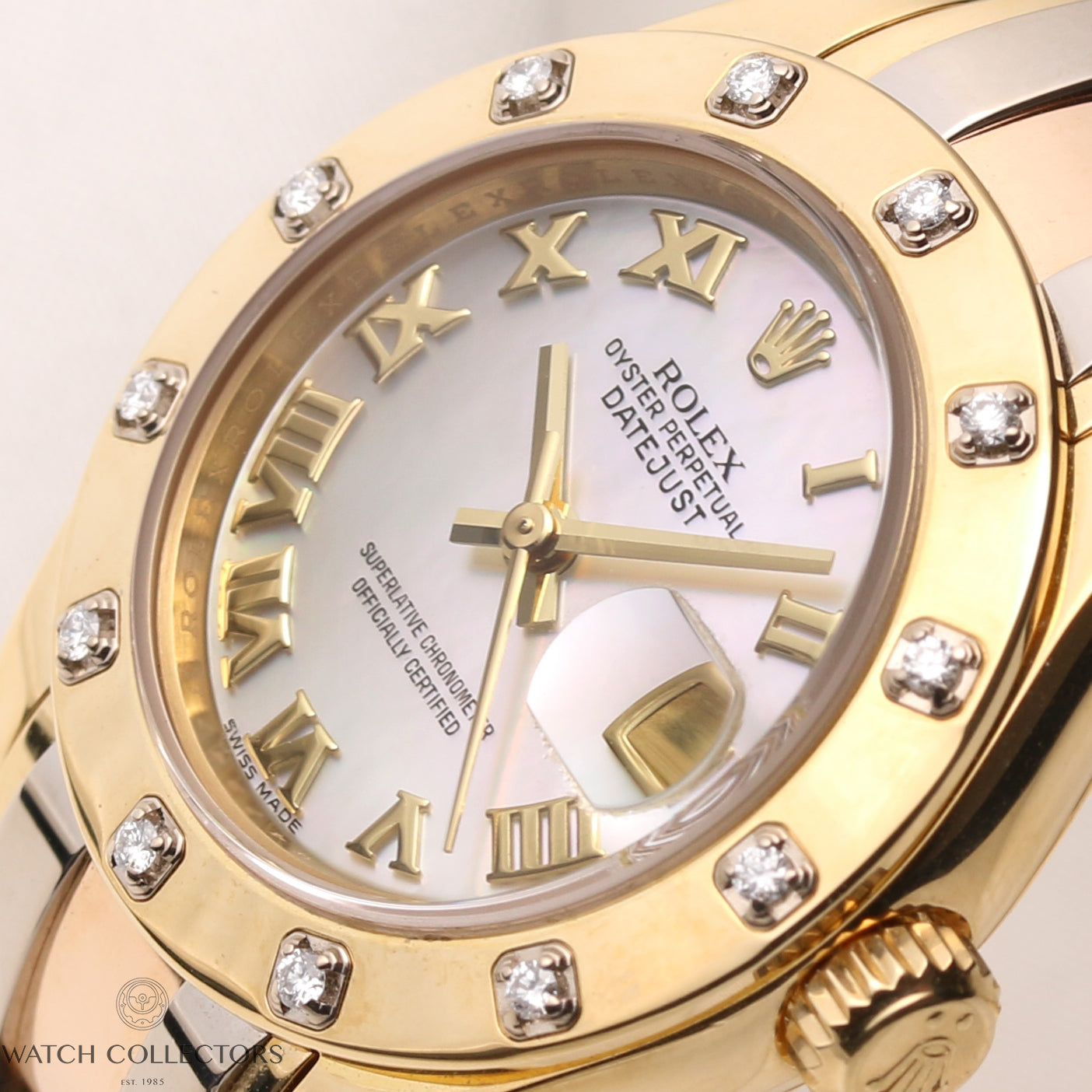 Rolex-Lady-DateJust-Pearlmaster-80318-18K-Tridor-12-Point-Diamond-Bezel-MOP-Dial-Second-Hand-Watch-Collectors-4