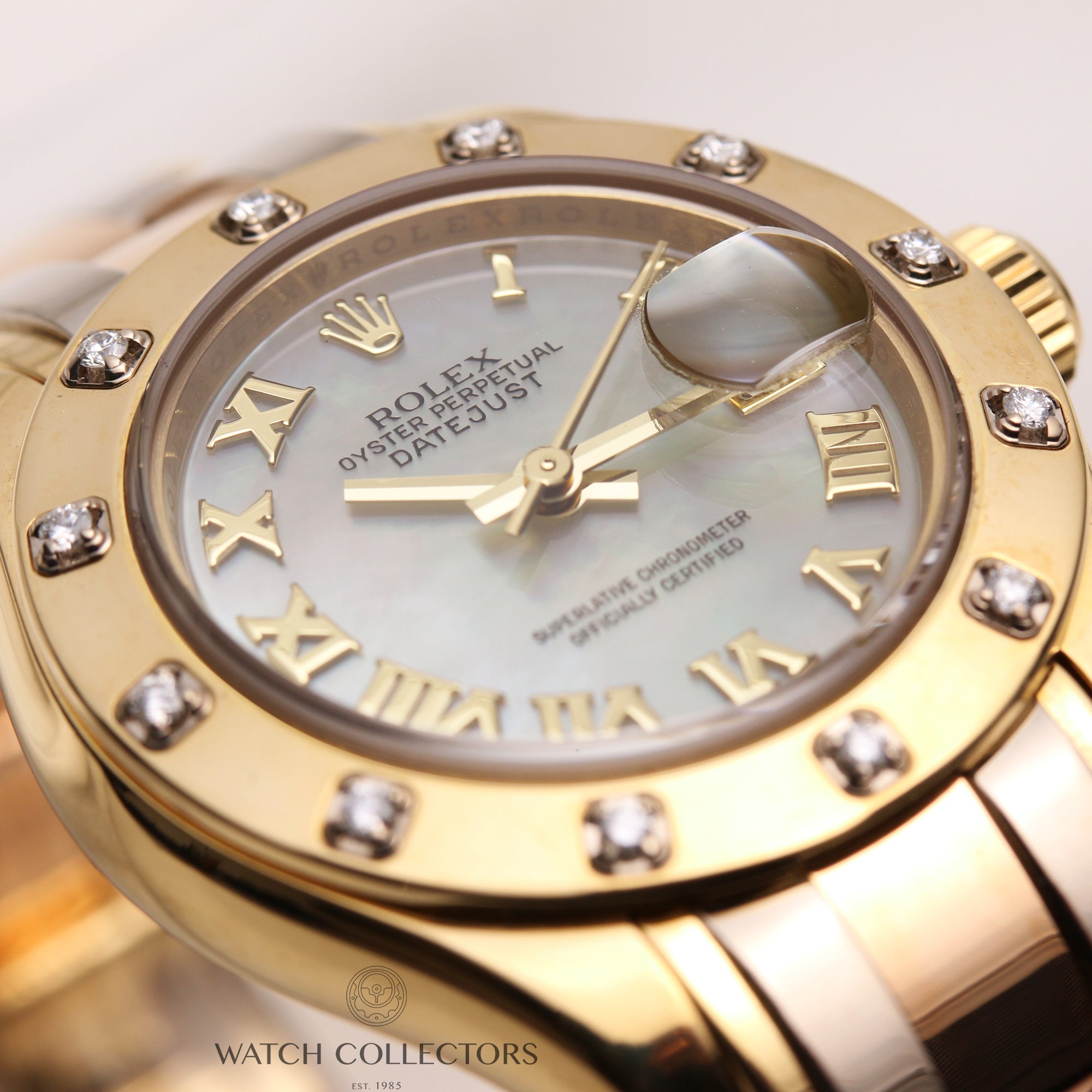 Rolex-Lady-DateJust-Pearlmaster-80318-18K-Tridor-12-Point-Diamond-Bezel-MOP-Dial-Second-Hand-Watch-Collectors-6