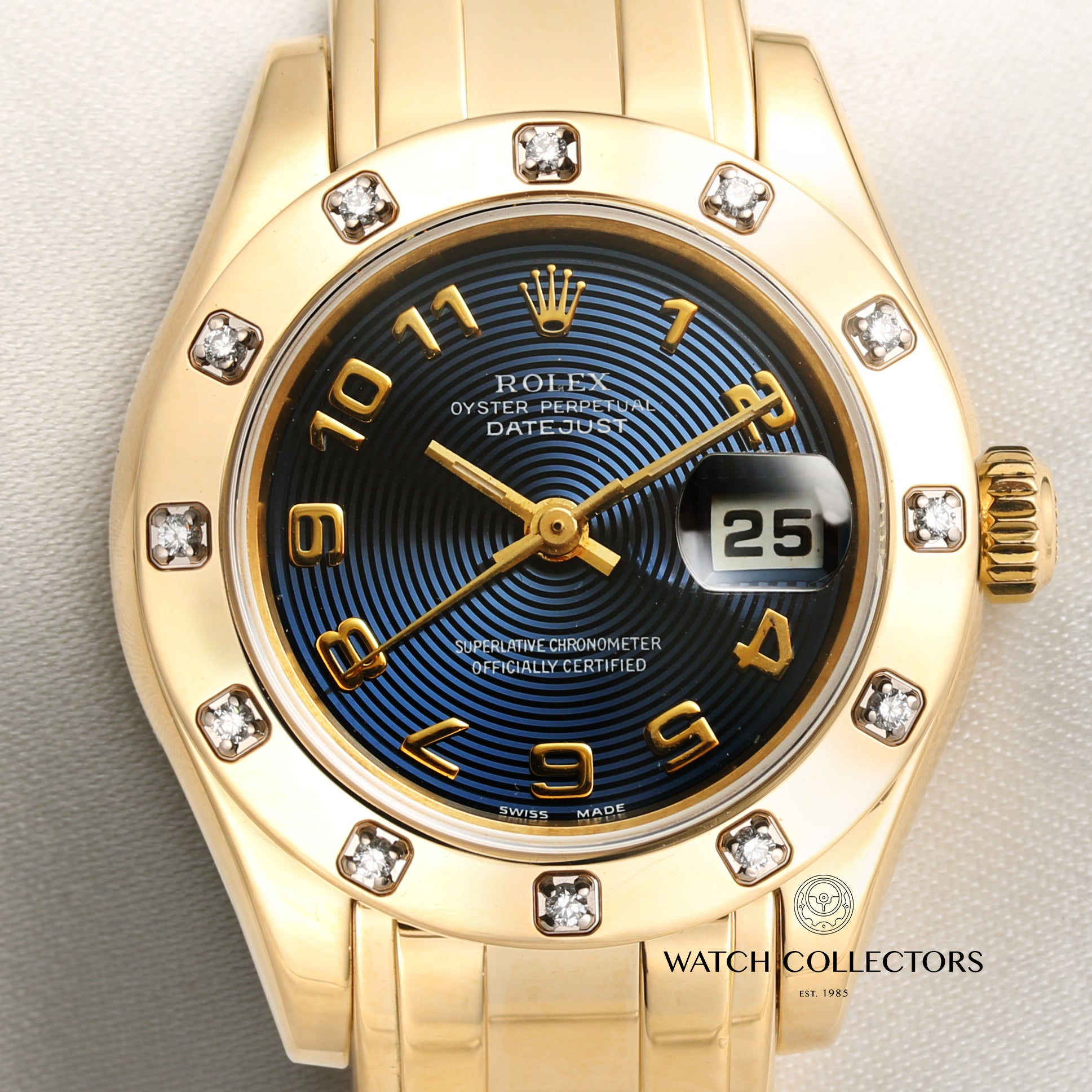 Rolex Lady DateJust Pearlmaster 80318 18K Yellow Gold Diamond Second Hand Watch Collectors 2