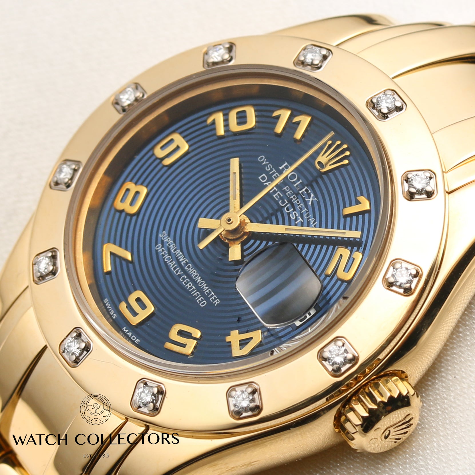 Rolex Lady DateJust Pearlmaster 80318 18K Yellow Gold Diamond Second Hand Watch Collectors 4