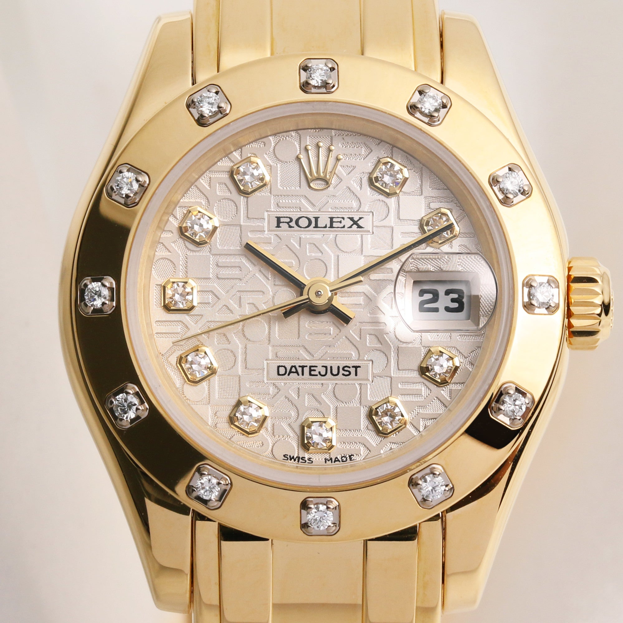 Rolex Lady DateJust Pearlmaster 80318 18K Yellow Gold Second Hand Watch Collectors 2