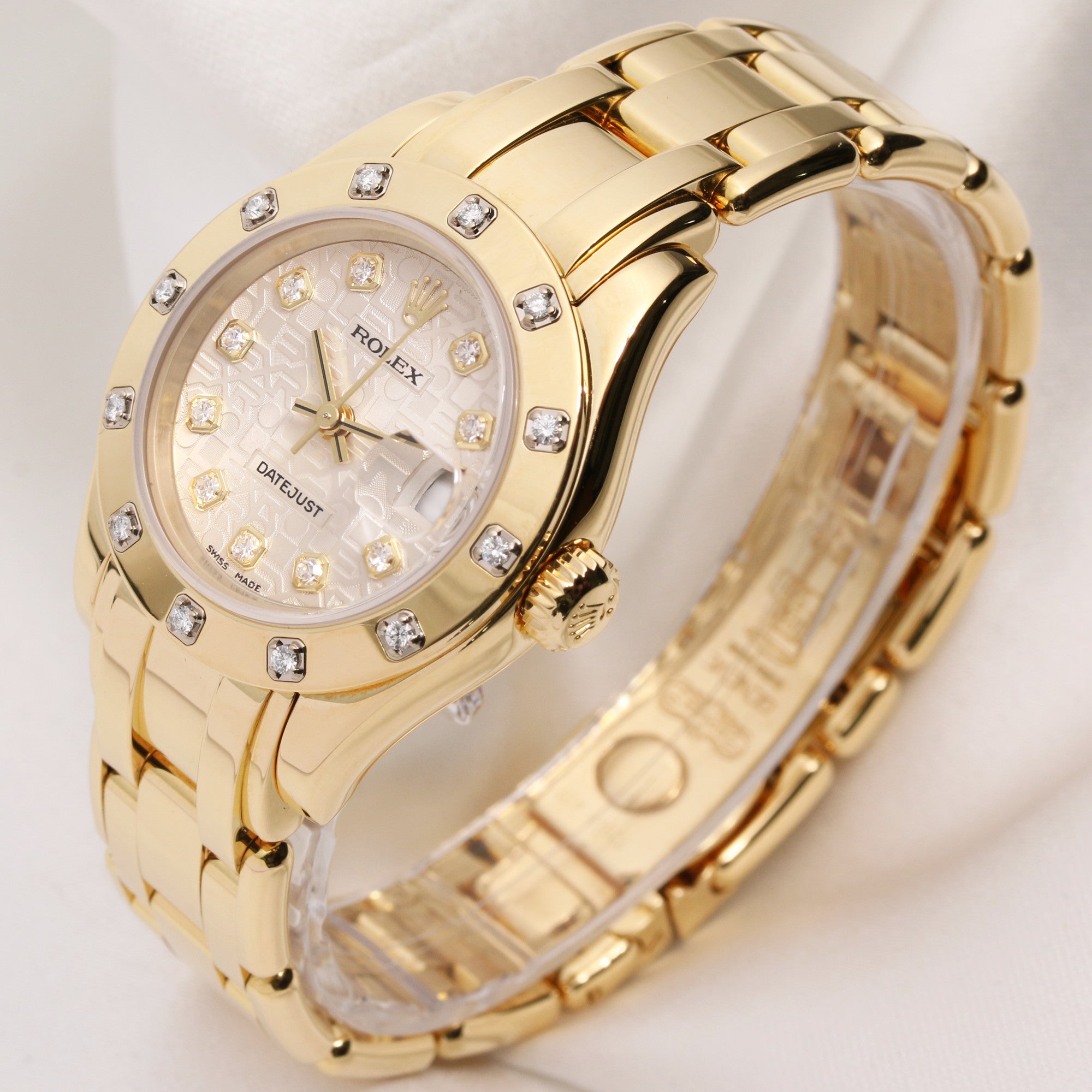 Rolex Lady DateJust Pearlmaster 80318 18K Yellow Gold Second Hand Watch Collectors 3