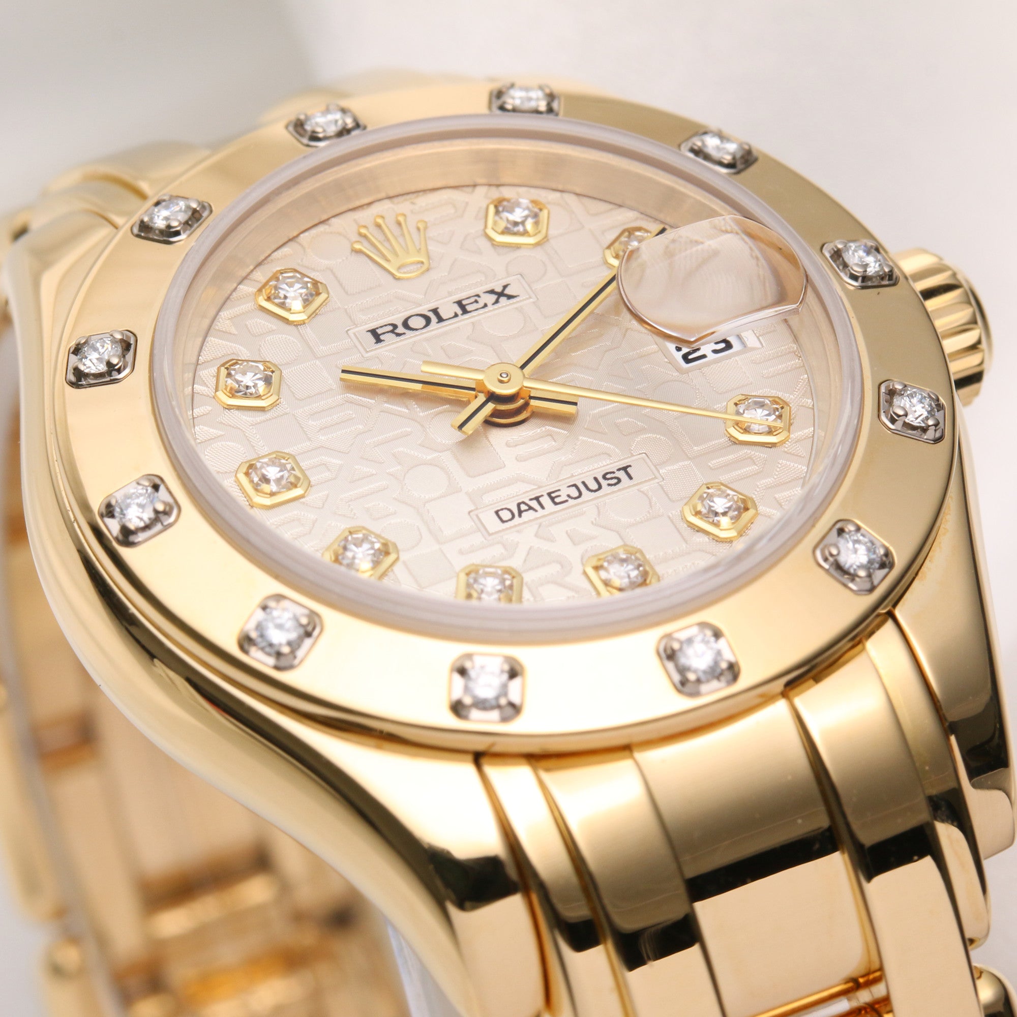 Rolex Lady DateJust Pearlmaster 80318 18K Yellow Gold Second Hand Watch Collectors 7