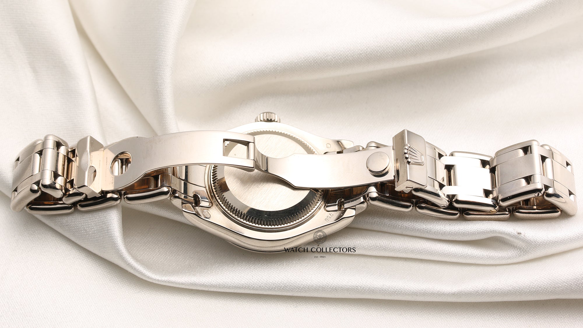 Rolex Lady DateJust Pearlmaster 80319 18K White Gold Diamond Bezel MOP Dial Second Hand Watch Collectors 9