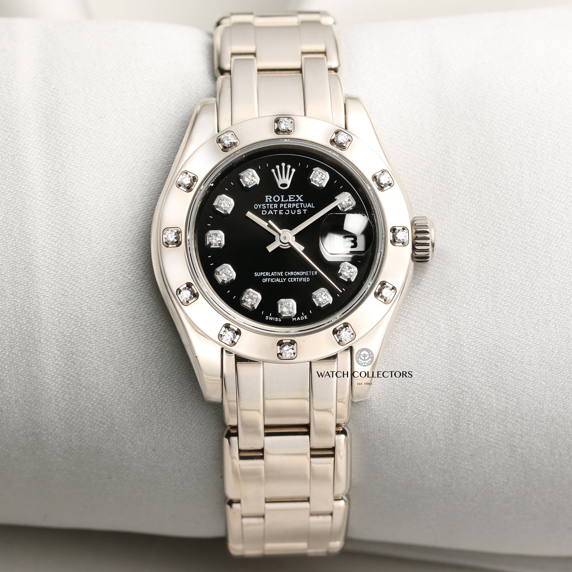 Rolex Lady DateJust Pearlmaster 80319 18K White Gold Diamond Second Hand Watch Collectors 1