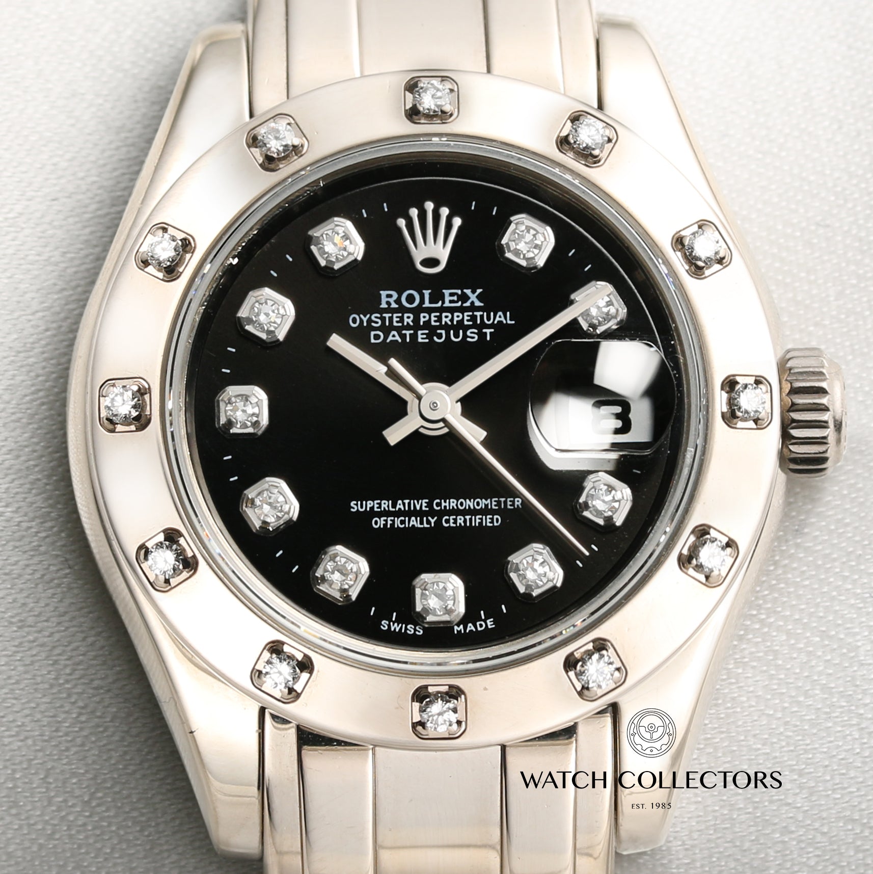Rolex Lady DateJust Pearlmaster 80319 18K White Gold Diamond Second Hand Watch Collectors 2