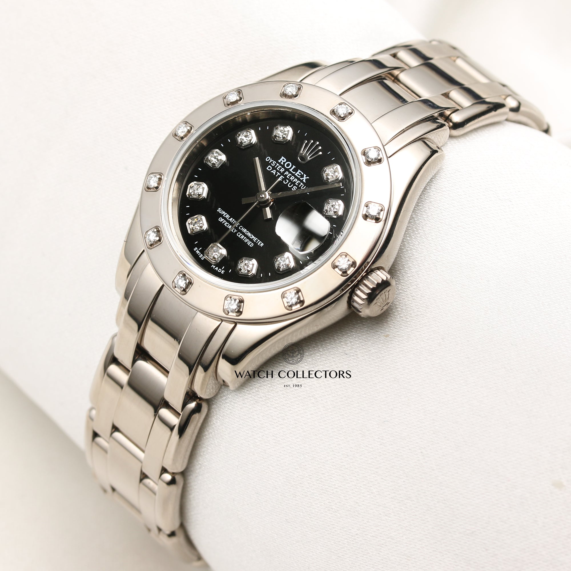 Rolex Lady DateJust Pearlmaster 80319 18K White Gold Diamond Second Hand Watch Collectors 3