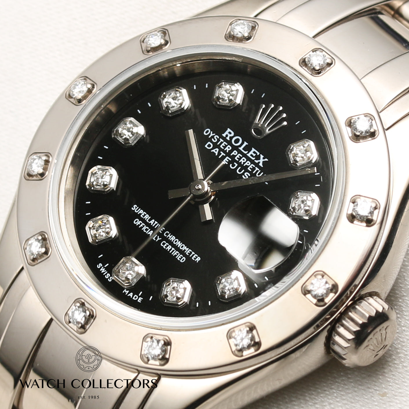 Rolex Lady DateJust Pearlmaster 80319 18K White Gold Diamond Second Hand Watch Collectors 4