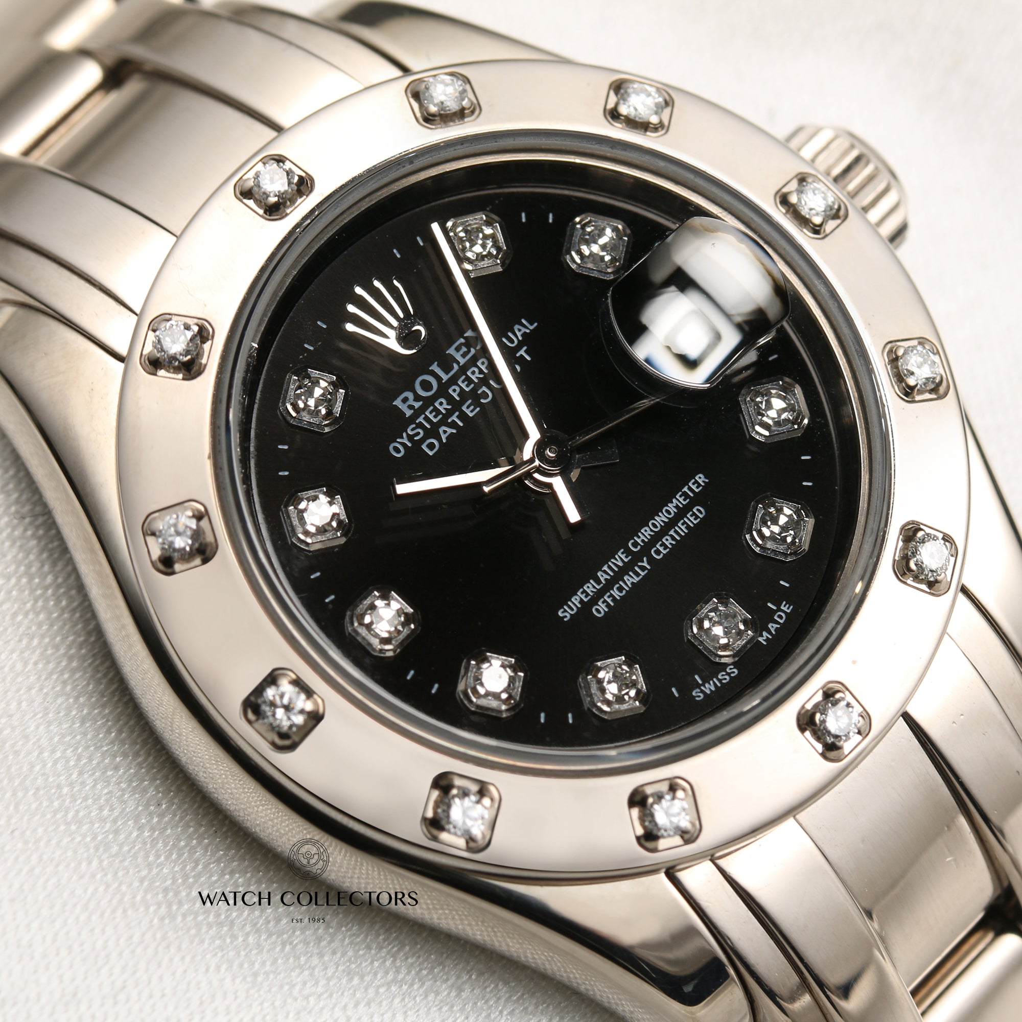 Rolex Lady DateJust Pearlmaster 80319 18K White Gold Diamond Second Hand Watch Collectors 5