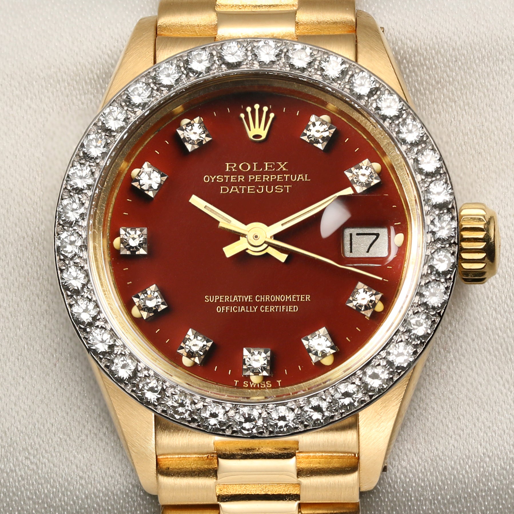 Rolex Lady DateJust Red Steel Diamond Dial Second Hand Watch Collectors 2