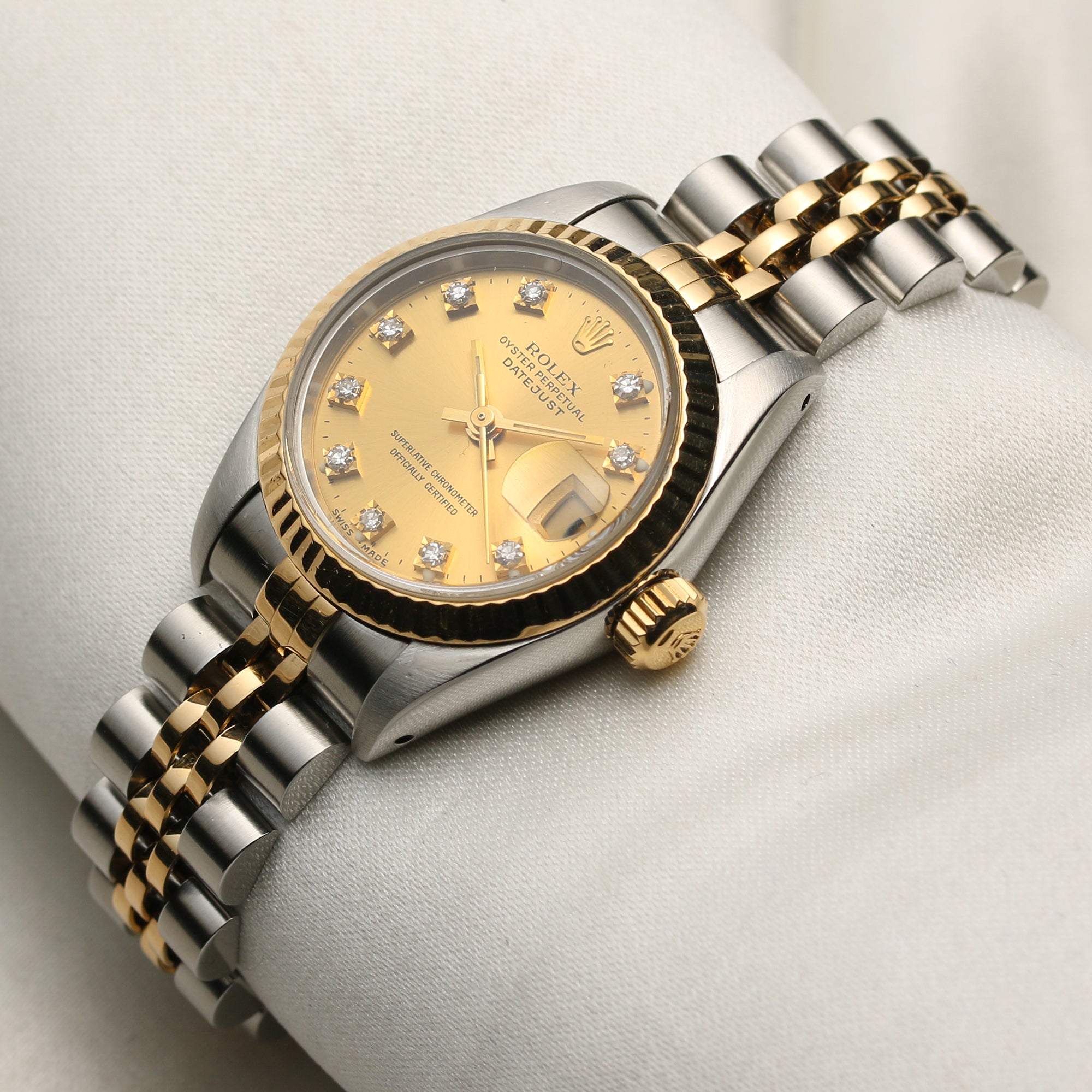 Rolex Lady DateJust Steel & Gold Champagne Diamond Dial Second Hand Watch Collectors 3