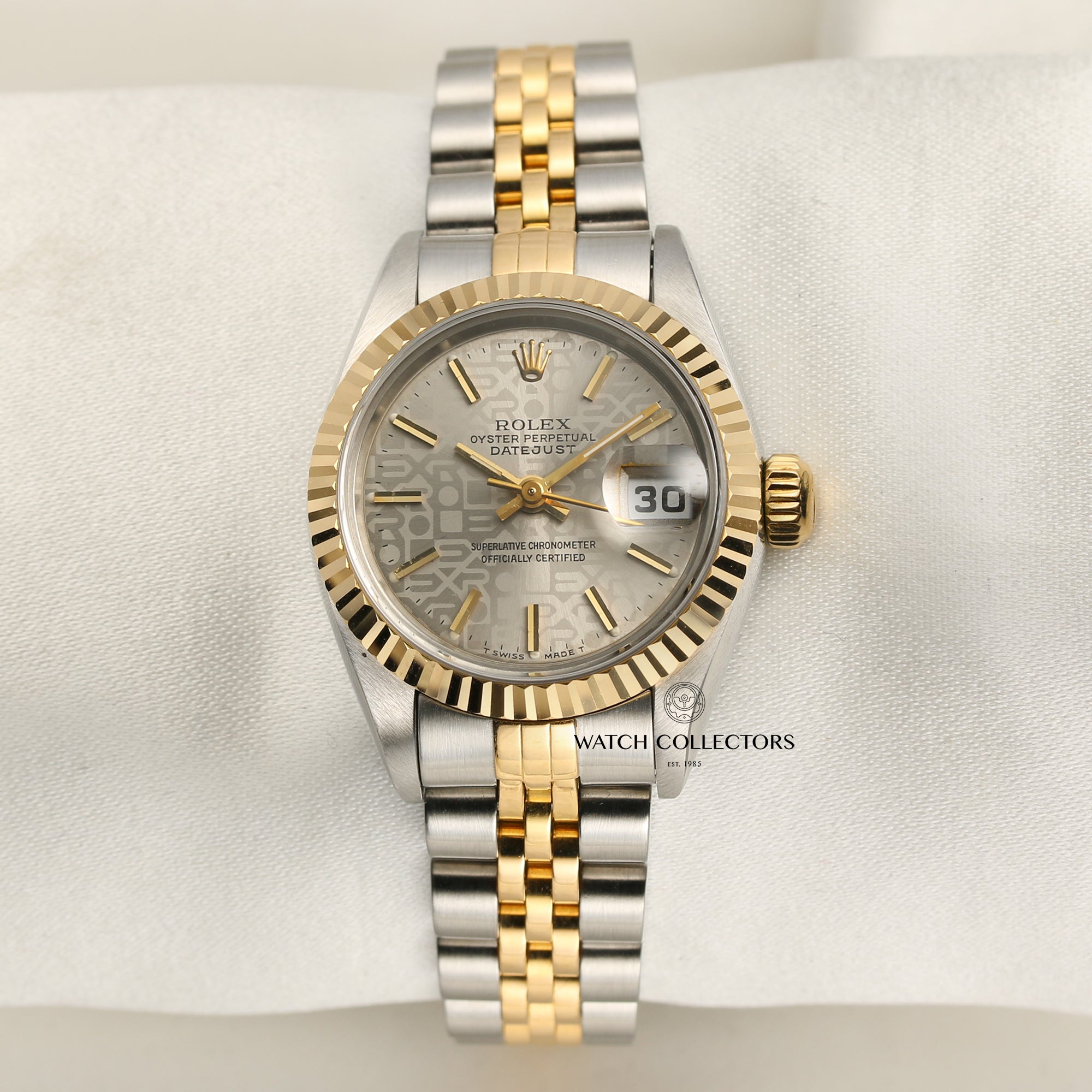 Rolex Lady DateJust Steel & Gold Silver Jubilee Dial Second Hand Watch Collectors 1