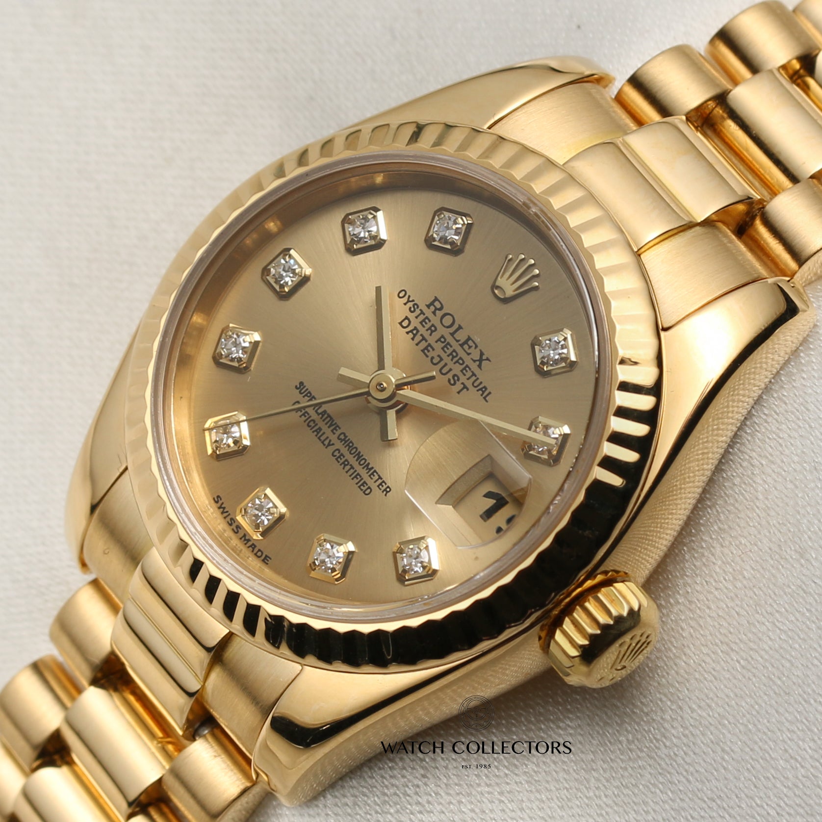 Rolex Lady Datejust 179178 18K Yellow Gold Diamond Dial Second Hand Watch Collectors 4