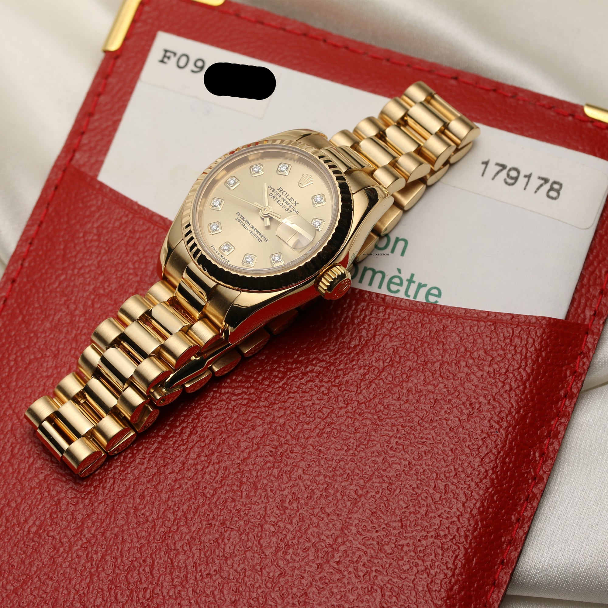 Rolex Lady Datejust 179178 18K Yellow Gold Diamond Dial Second Hand Watch Collectors 9