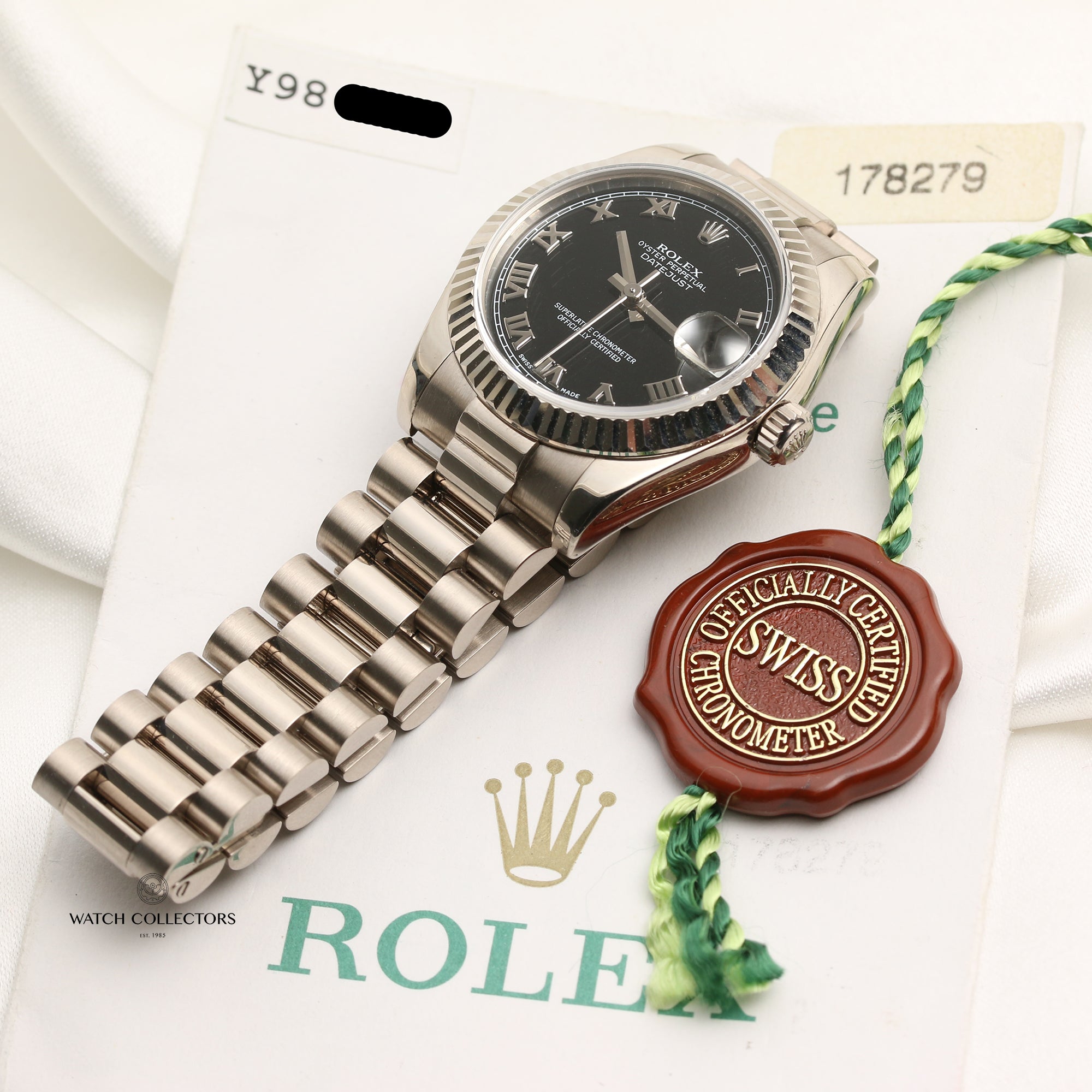 Rolex Mid-Size DateJust 178279 18K White Gold Second Hand Watch Collectors 9