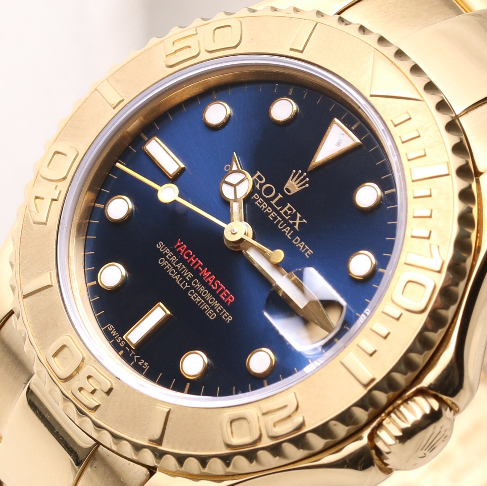 Rolex Mid-Size Yachtmaster 68628 18K Yellow Gold Second Hand Watch Collectors 4