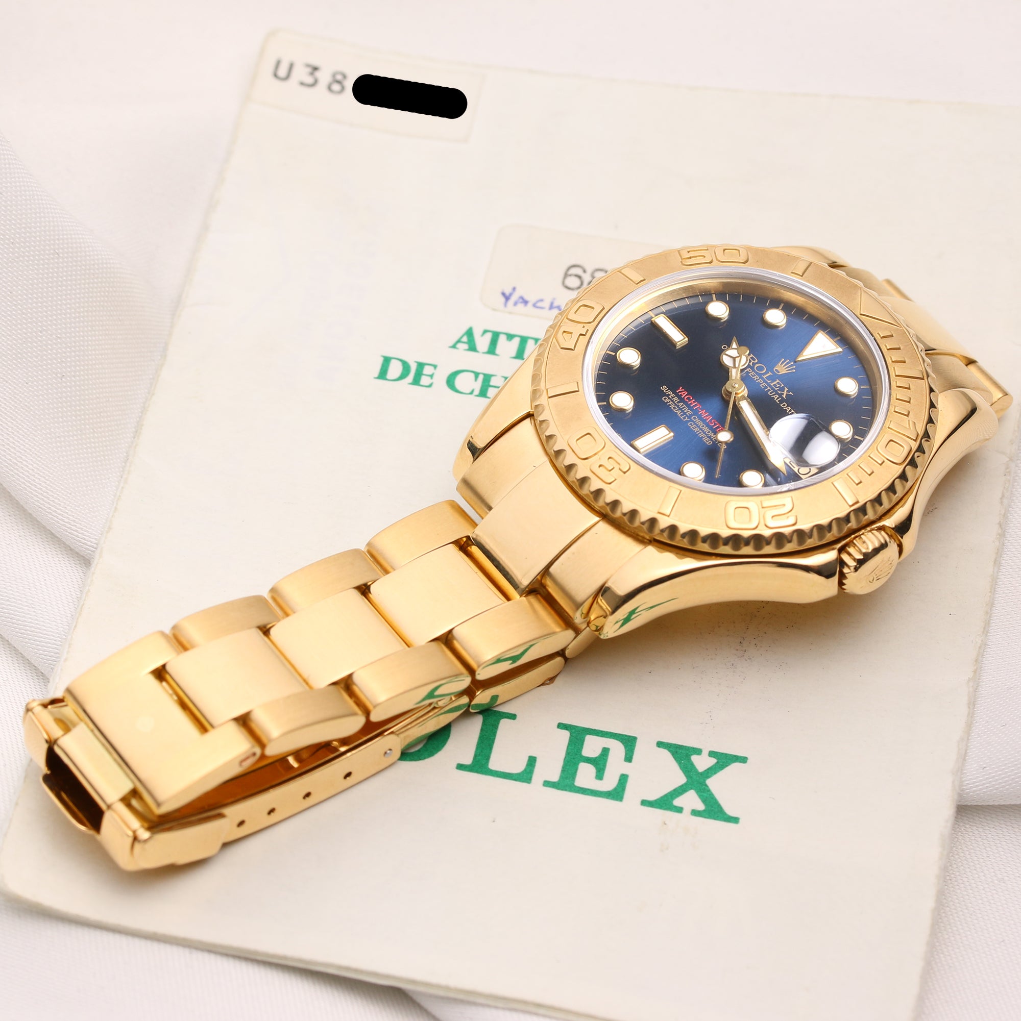 Rolex Mid-Size Yachtmaster 68628 18K Yellow Gold Second Hand Watch Collectors 7