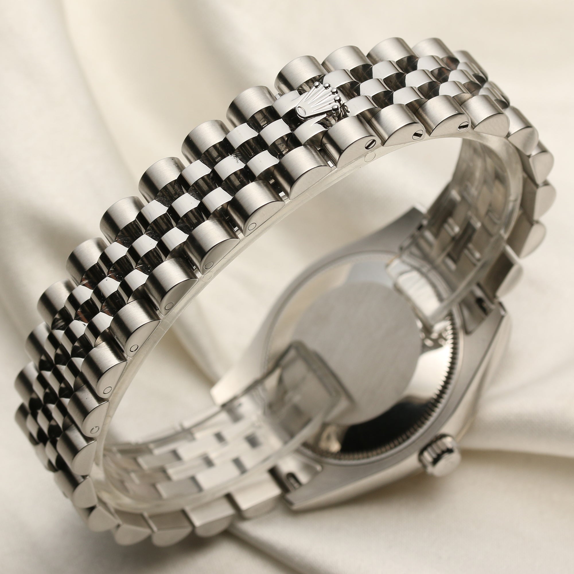 Rolex Midsize 178274 Stainless Steel 18K White Gold Bezel Pink Diamond Dial Second Hand Watch Collectors 6