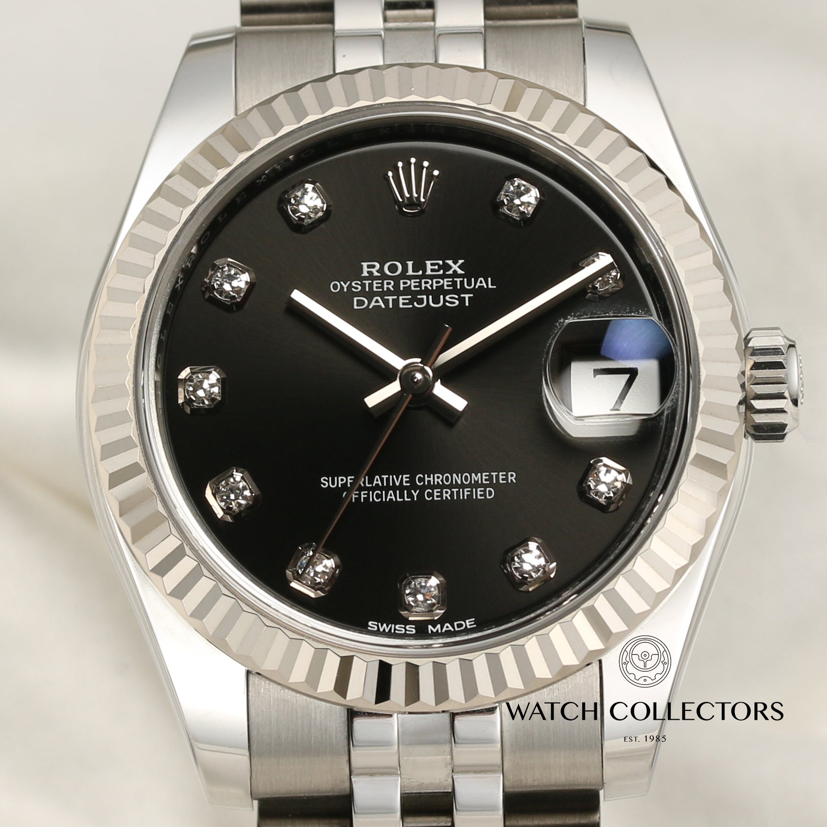 Rolex Midsize DateJust 178274 Stainless Steel Diamond Second Hand Watch Collectors 2