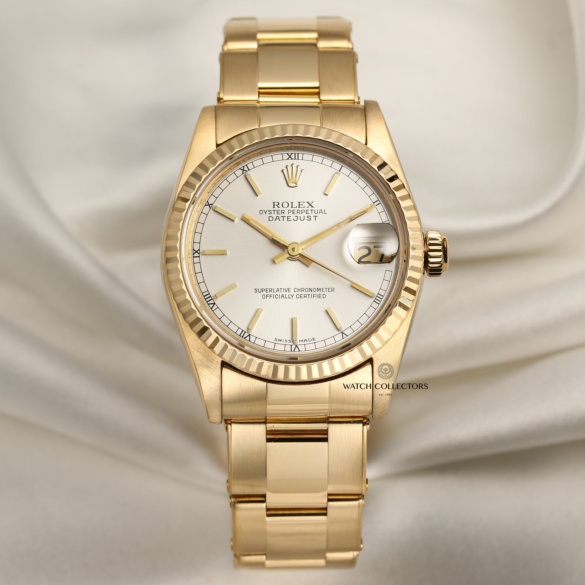 Rolex Midsize DateJust 18K Yellow Gold Second Hand Watch Collectors 1