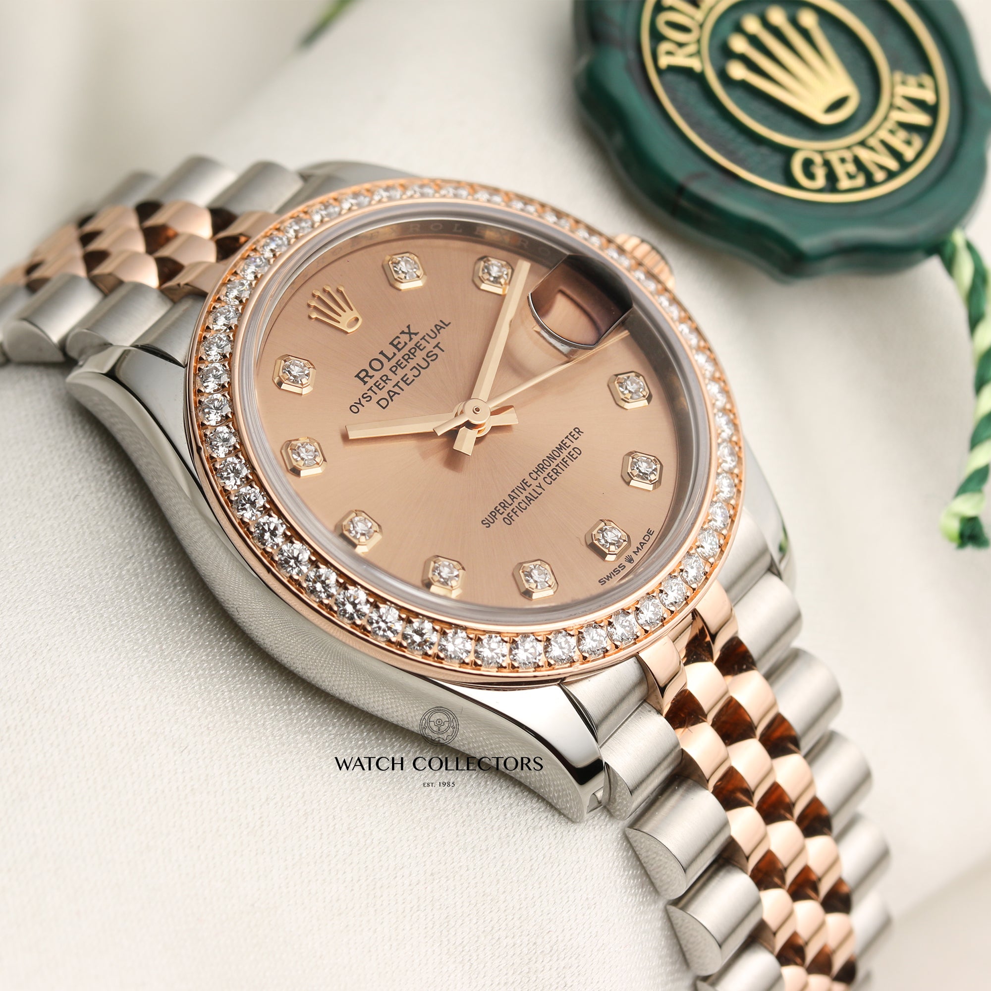 Rolex Midsize DateJust 278381RBR Steel & Rose Gold Diamond Dial & Bezel Second Hand Watch Collectors 4