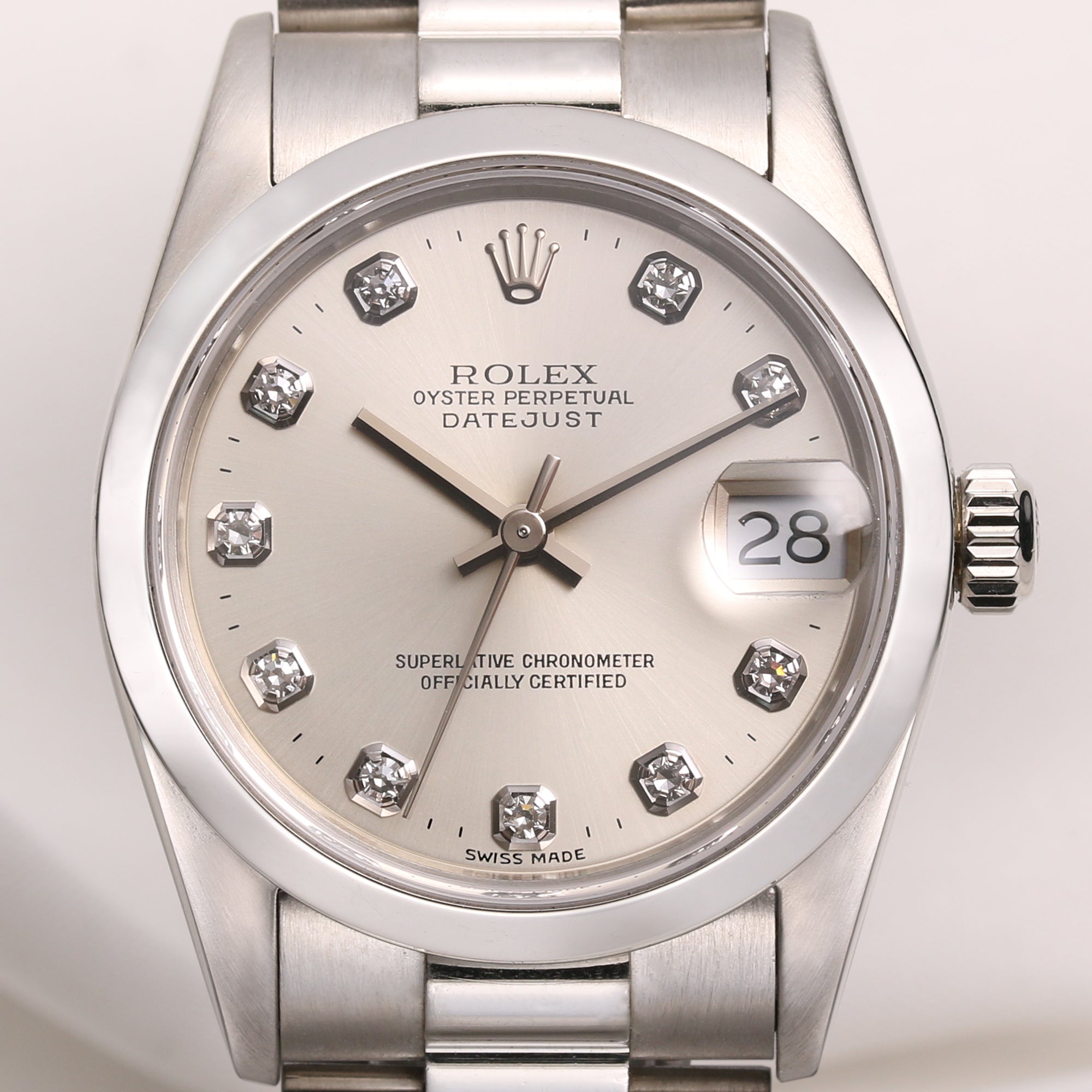 Rolex Midsize DateJust 68246 Platinum Diamond Dial Second Hand Watch Collectors 2