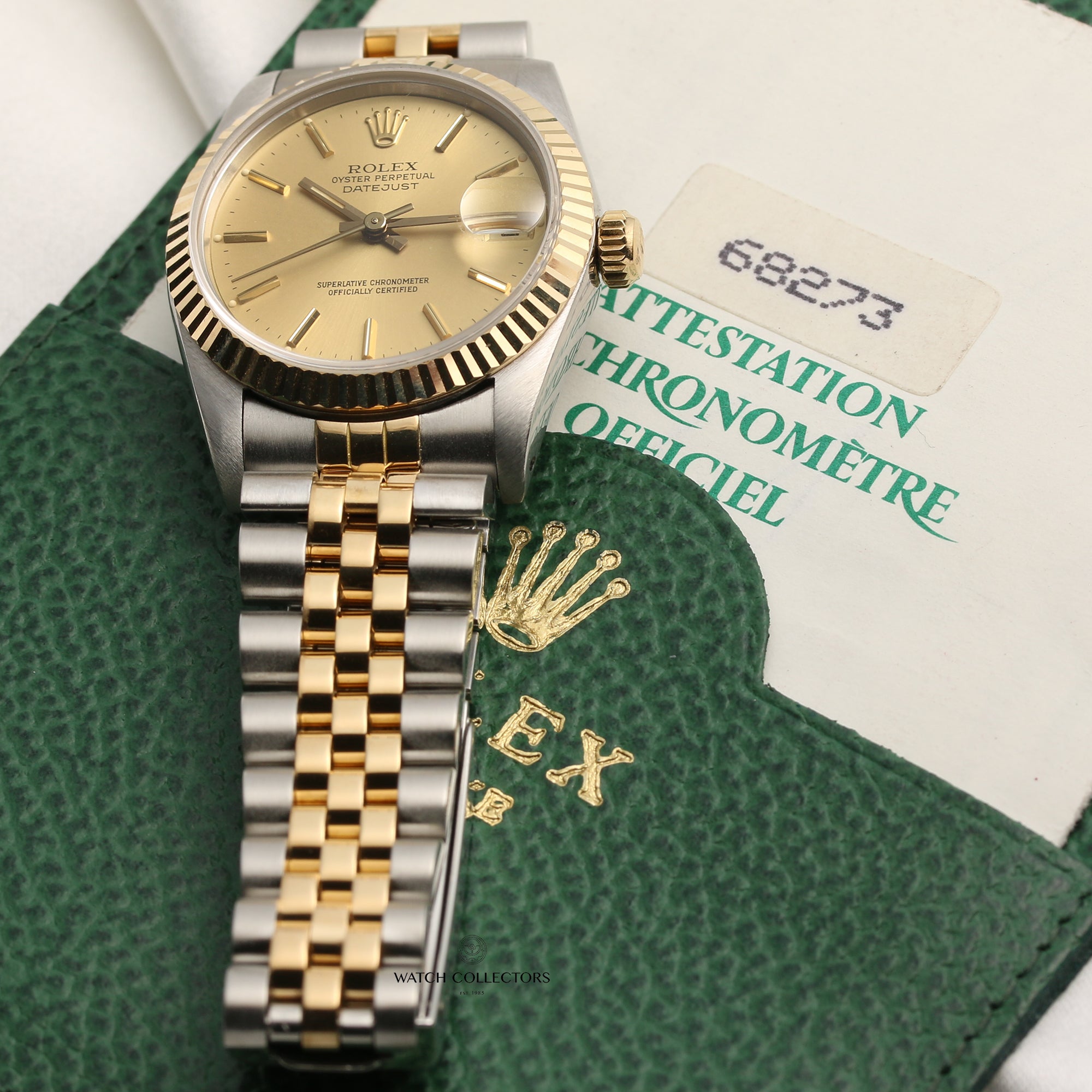 Rolex Midsize DateJust 68273 Steel & Gold Second Hand Watch Collectors 7