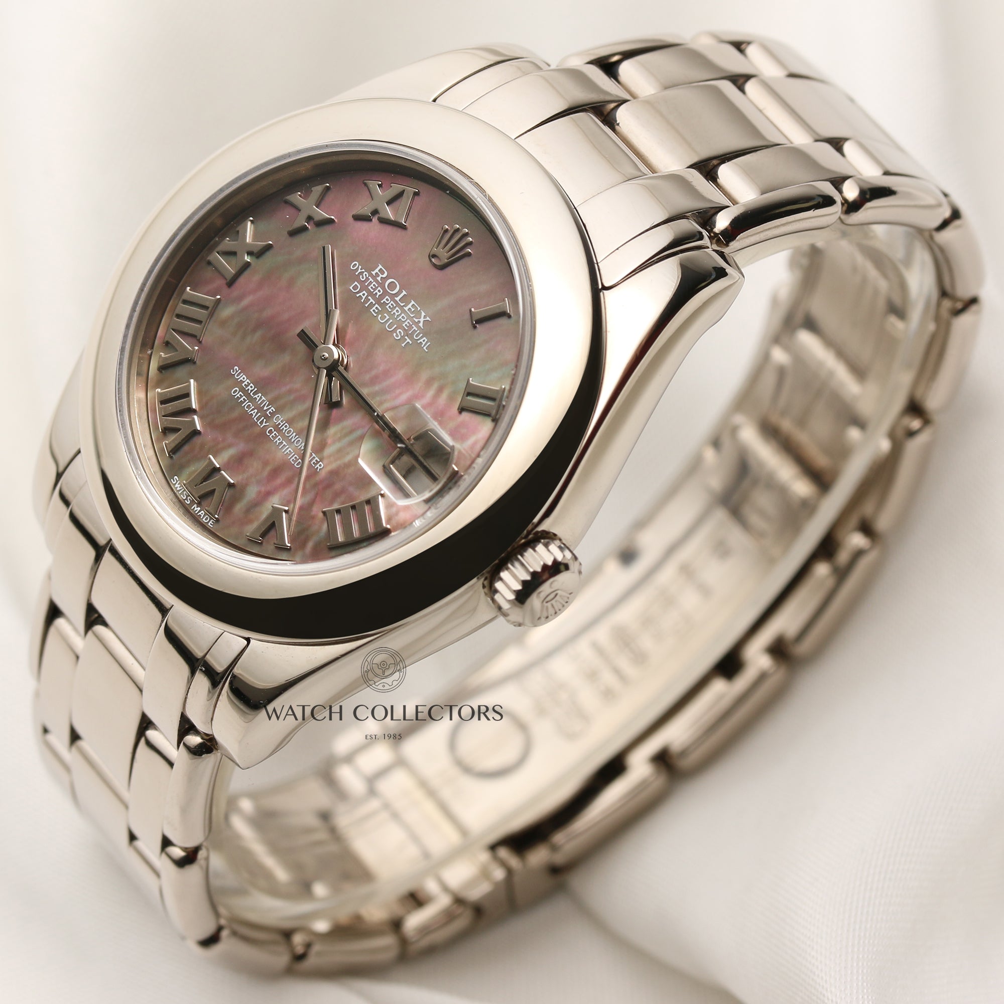 Rolex Midsize DateJust PearlMaster Masterpiece 81209 18K White Gold Second Hand Watch Collectors 3