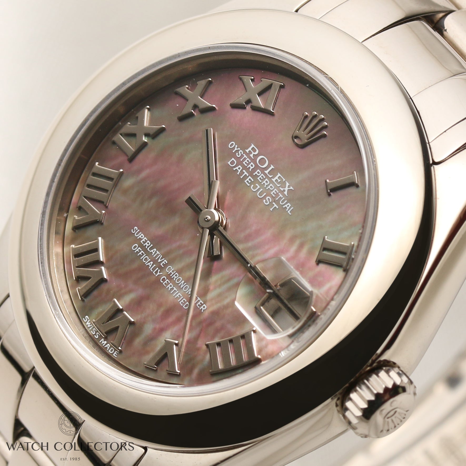 Rolex Midsize DateJust PearlMaster Masterpiece 81209 18K White Gold Second Hand Watch Collectors 4