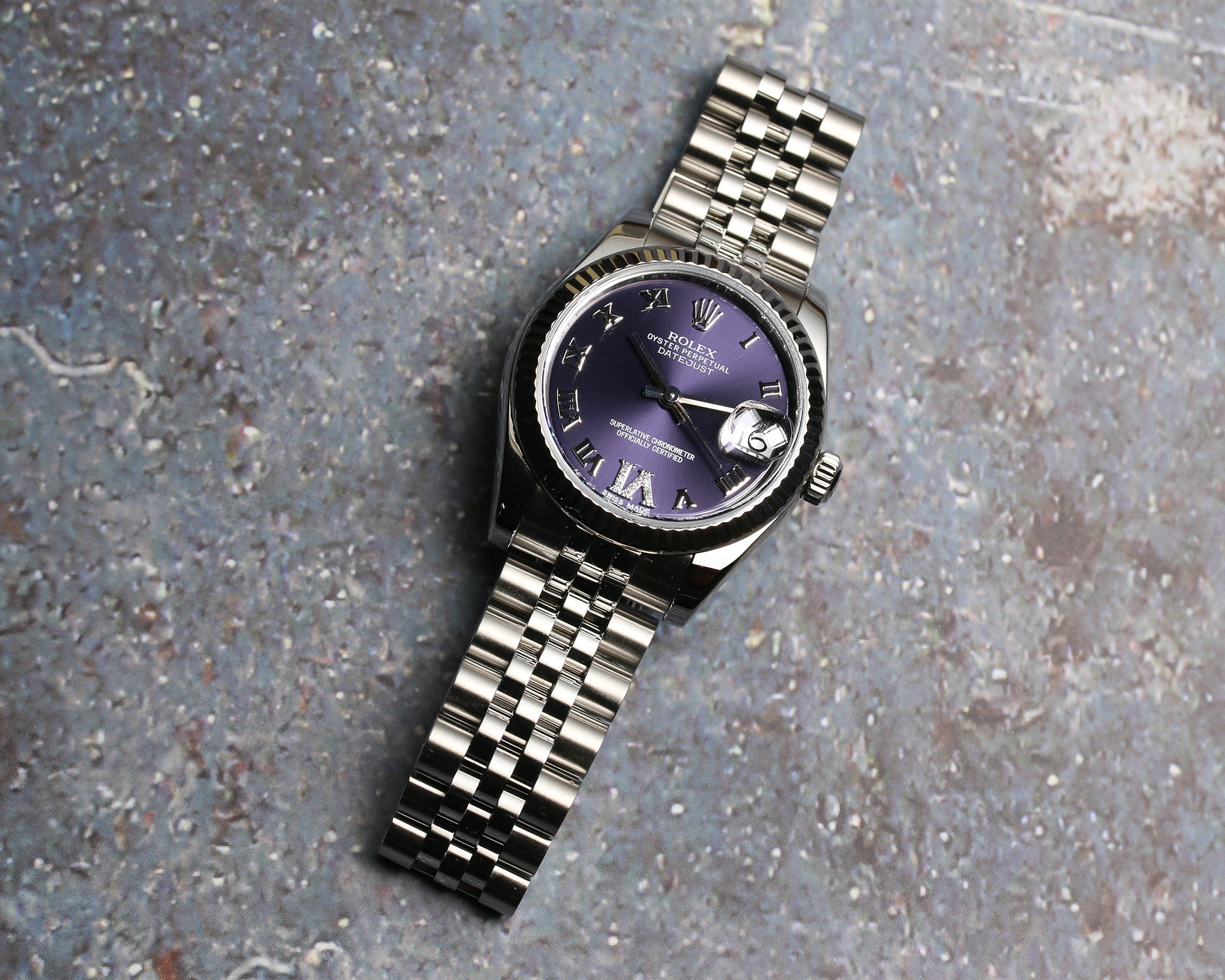 Rolex Midsize DateJust Stainless Steel 18K White Gold Bezel Diamond Second Hand Watch Collectors 3