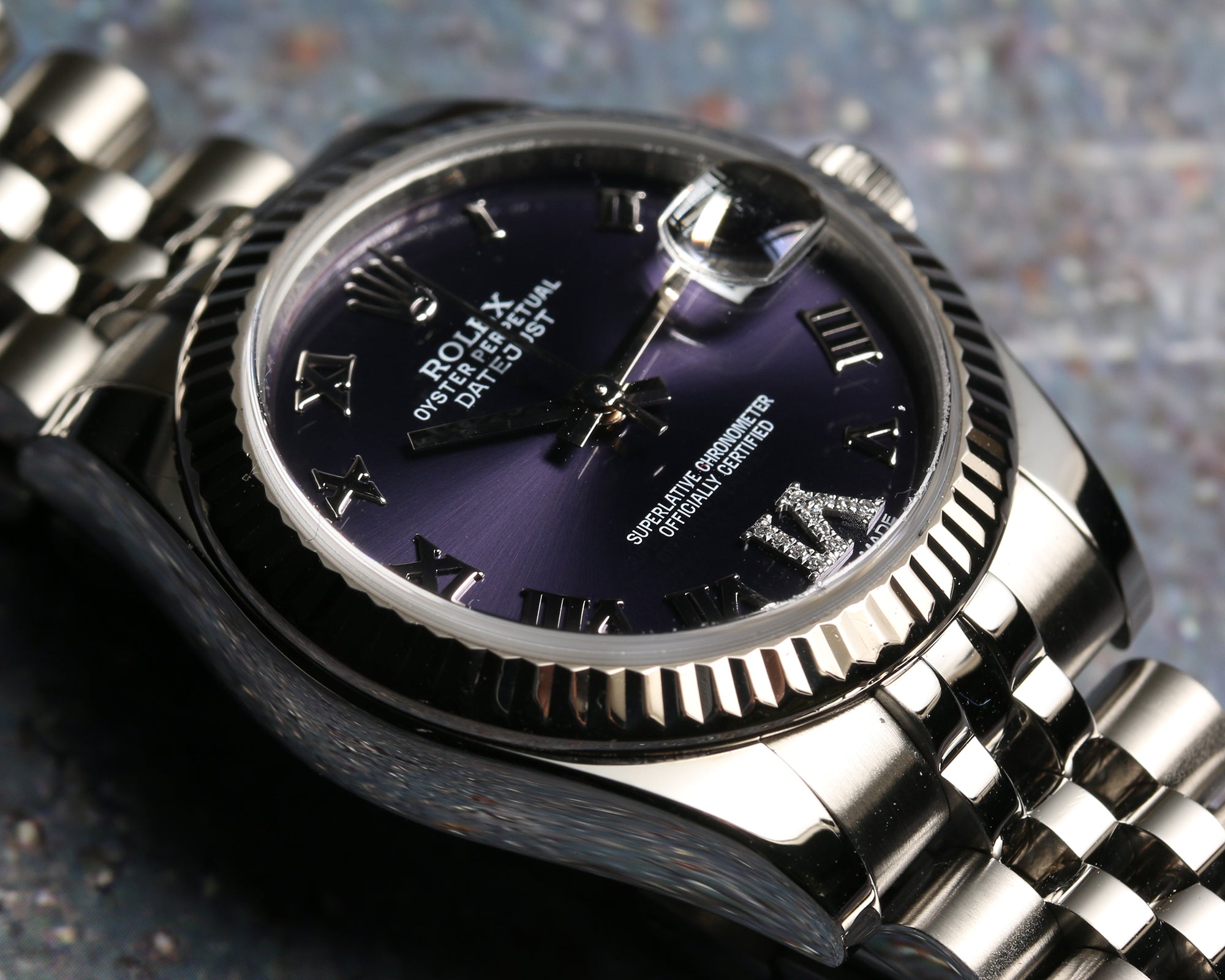 Rolex Midsize DateJust Stainless Steel 18K White Gold Bezel Diamond Second Hand Watch Collectors 4