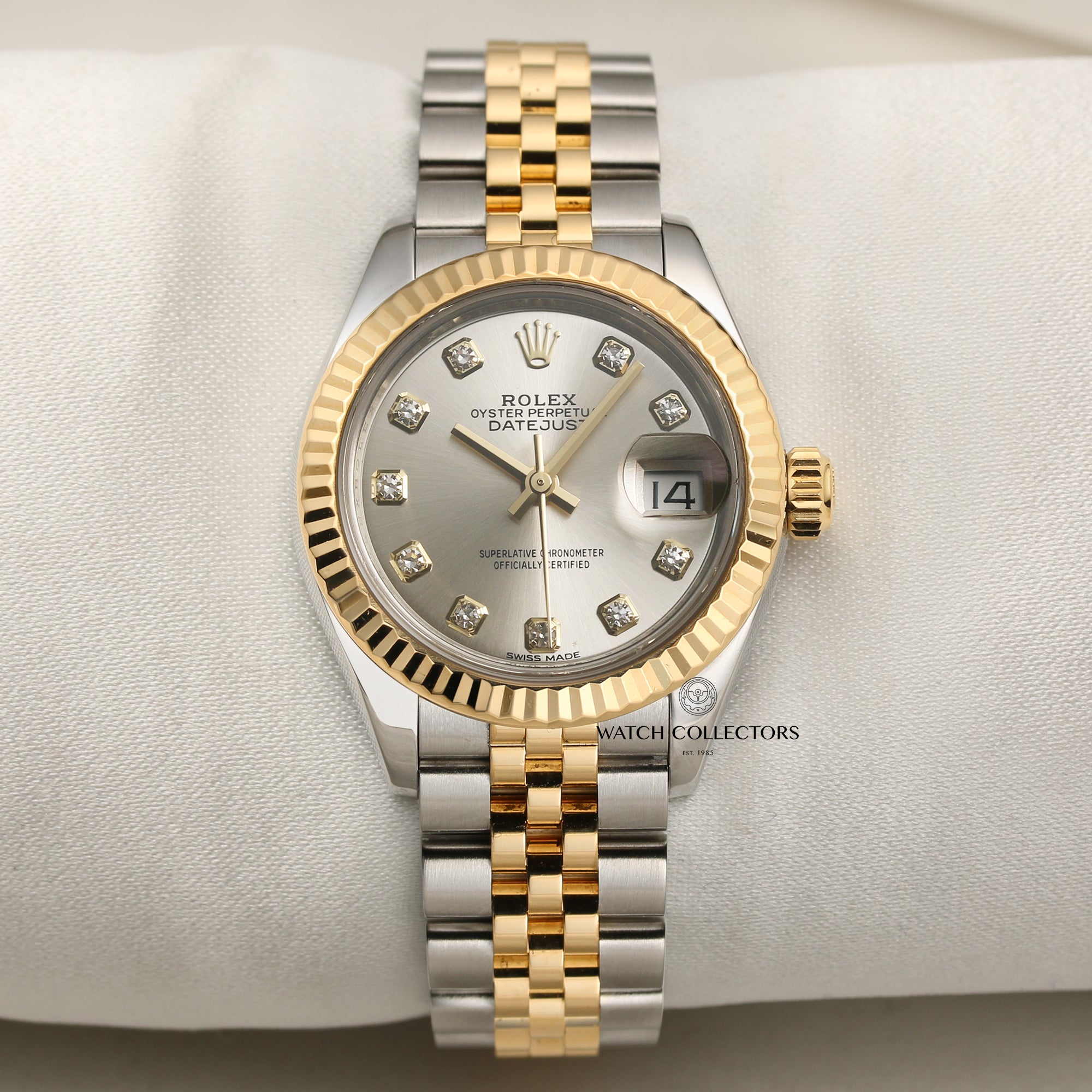 Rolex Midsize DateJust Steel & Yellow Gold Diamond Second Hand Watch Collectors 1