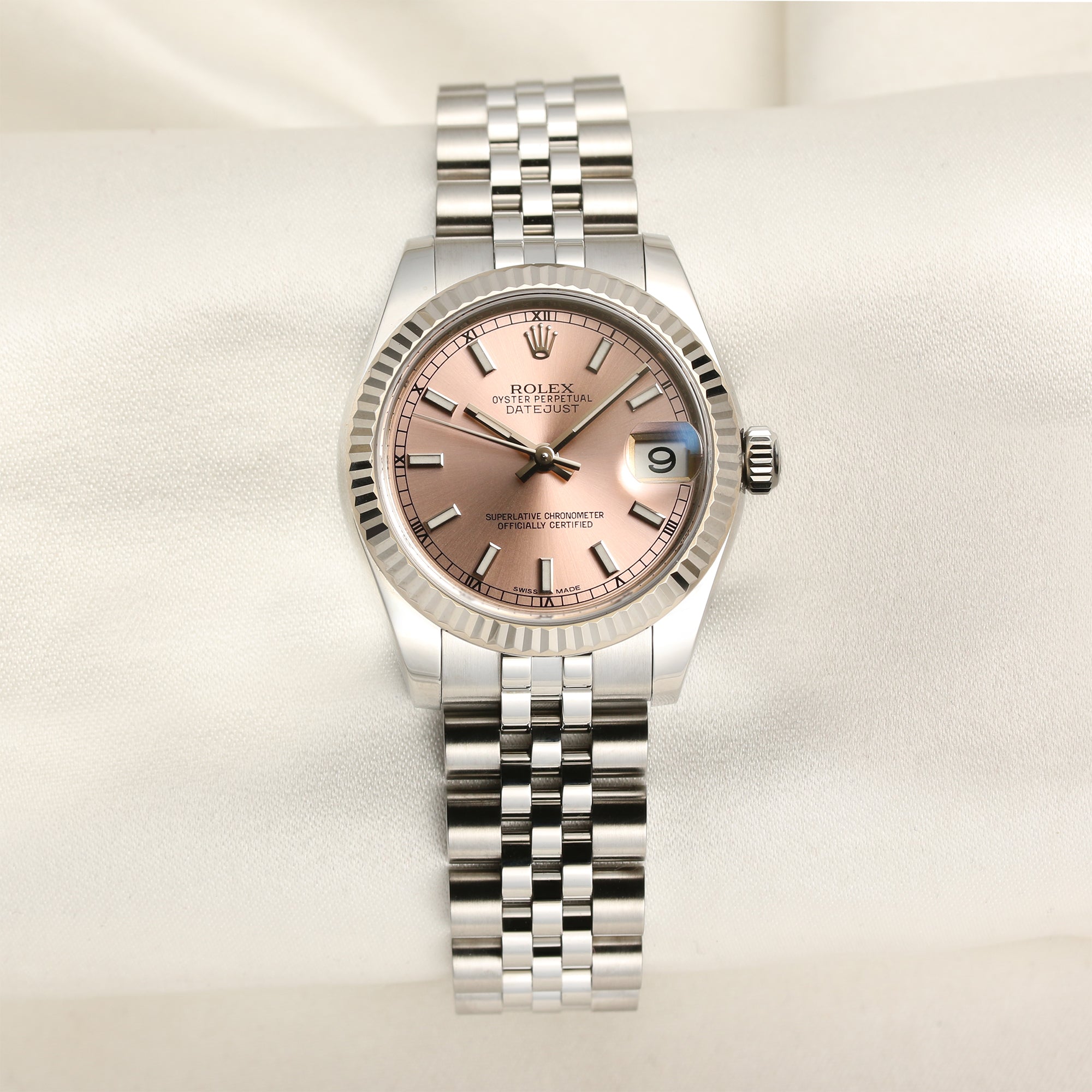 Rolex DateJust Midsize 178274 Pink Dial Stainless Steel 18k White Gold