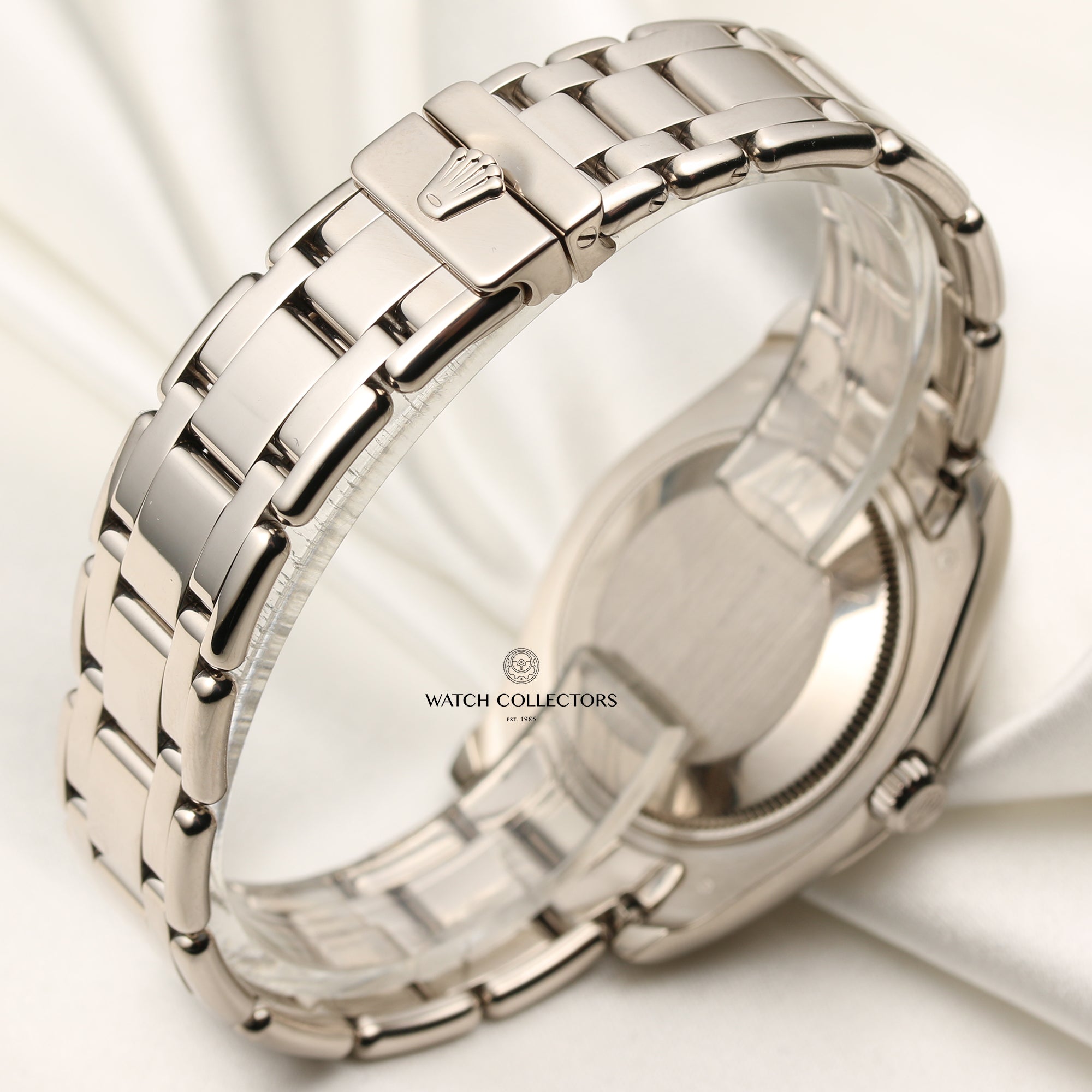 Rolex Midsize Pearlmaster 18K White Gold Diamond MOP Second Hand Watch Collectors 7