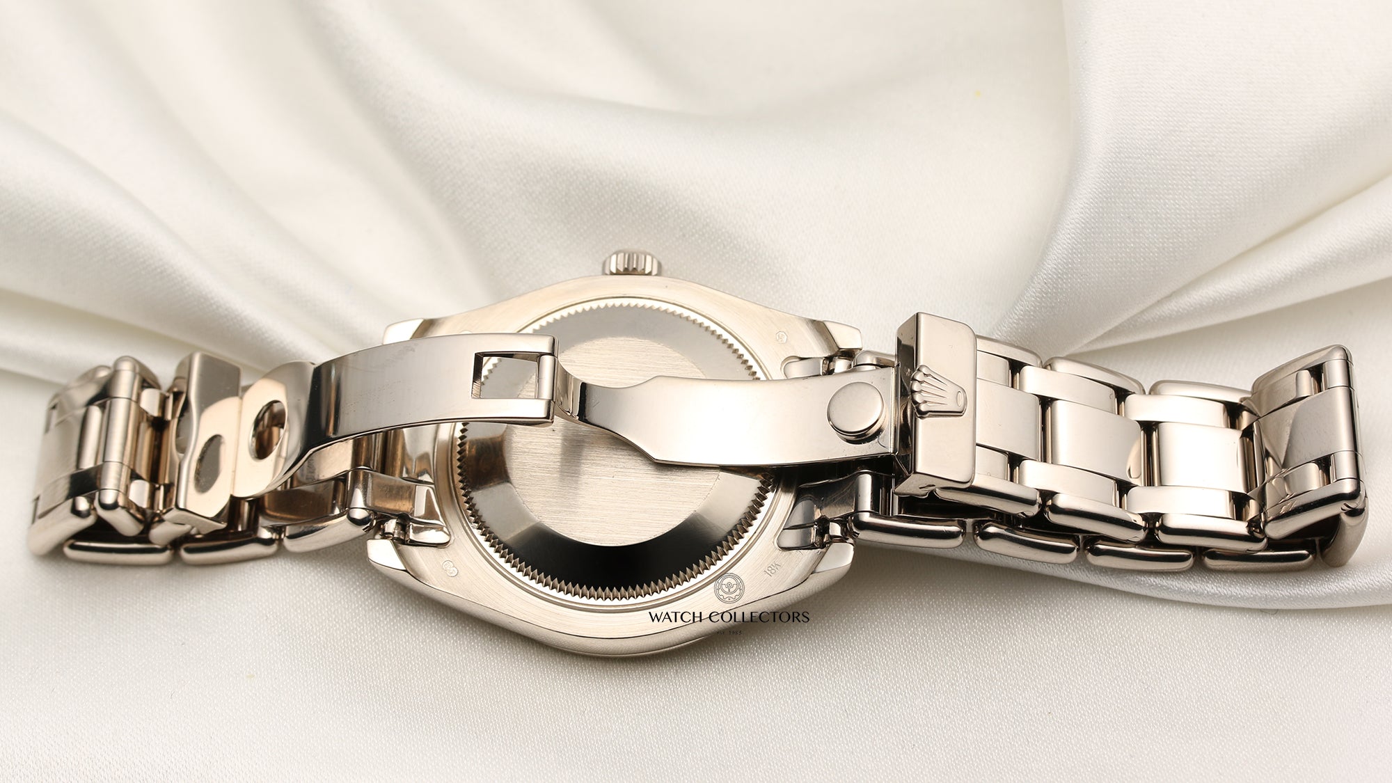Rolex Midsize Pearlmaster 18K White Gold Diamond MOP Second Hand Watch Collectors 8