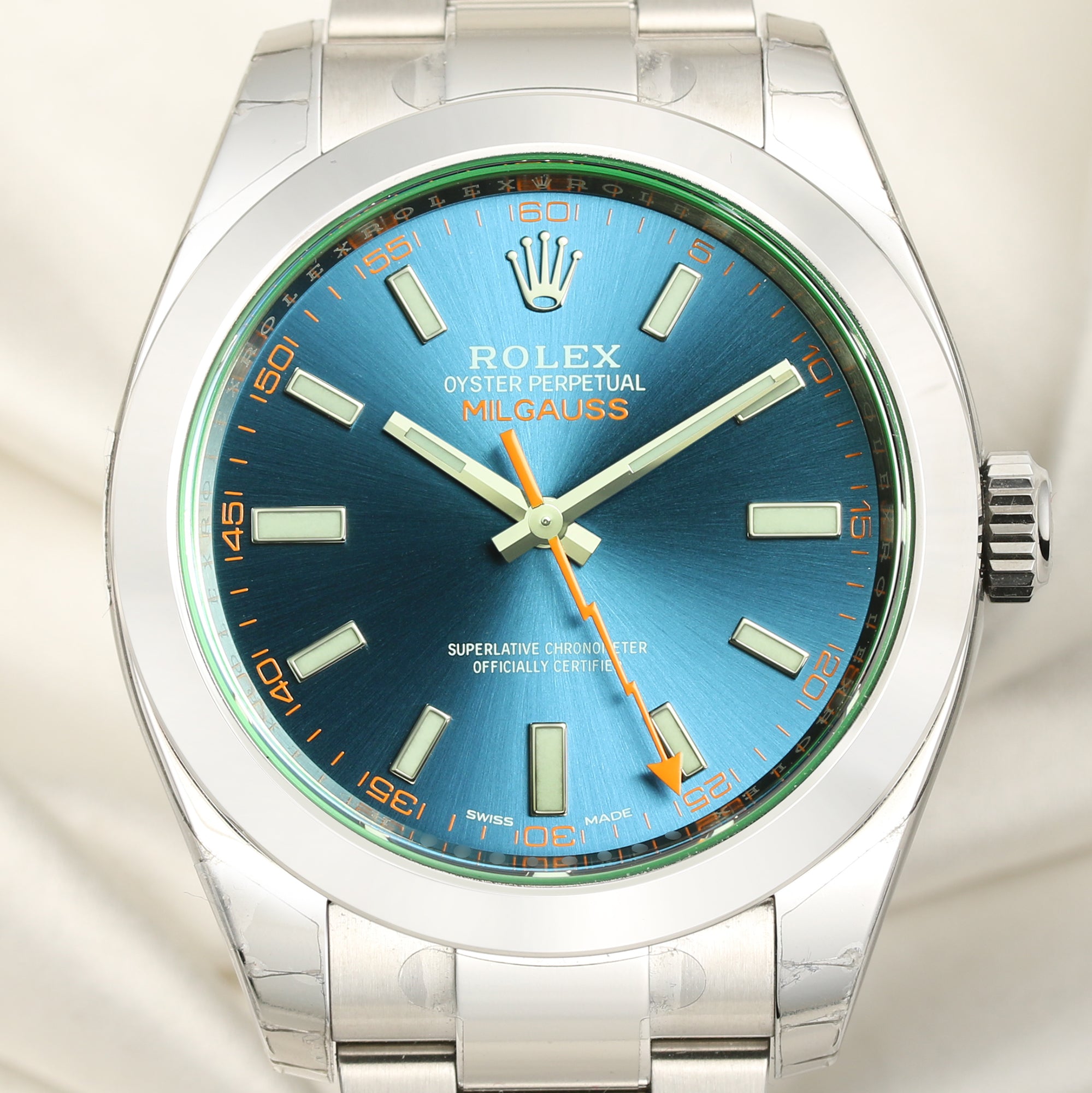 Rolex Milgauss 116400GV Stainless Steel Blue Dial Second Hand Watch Collectors 3